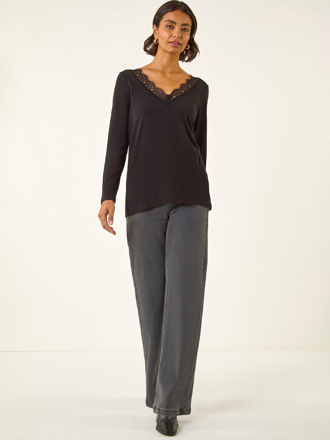 Image 3 of 5 of Roman Lace V-neck Stretch Top