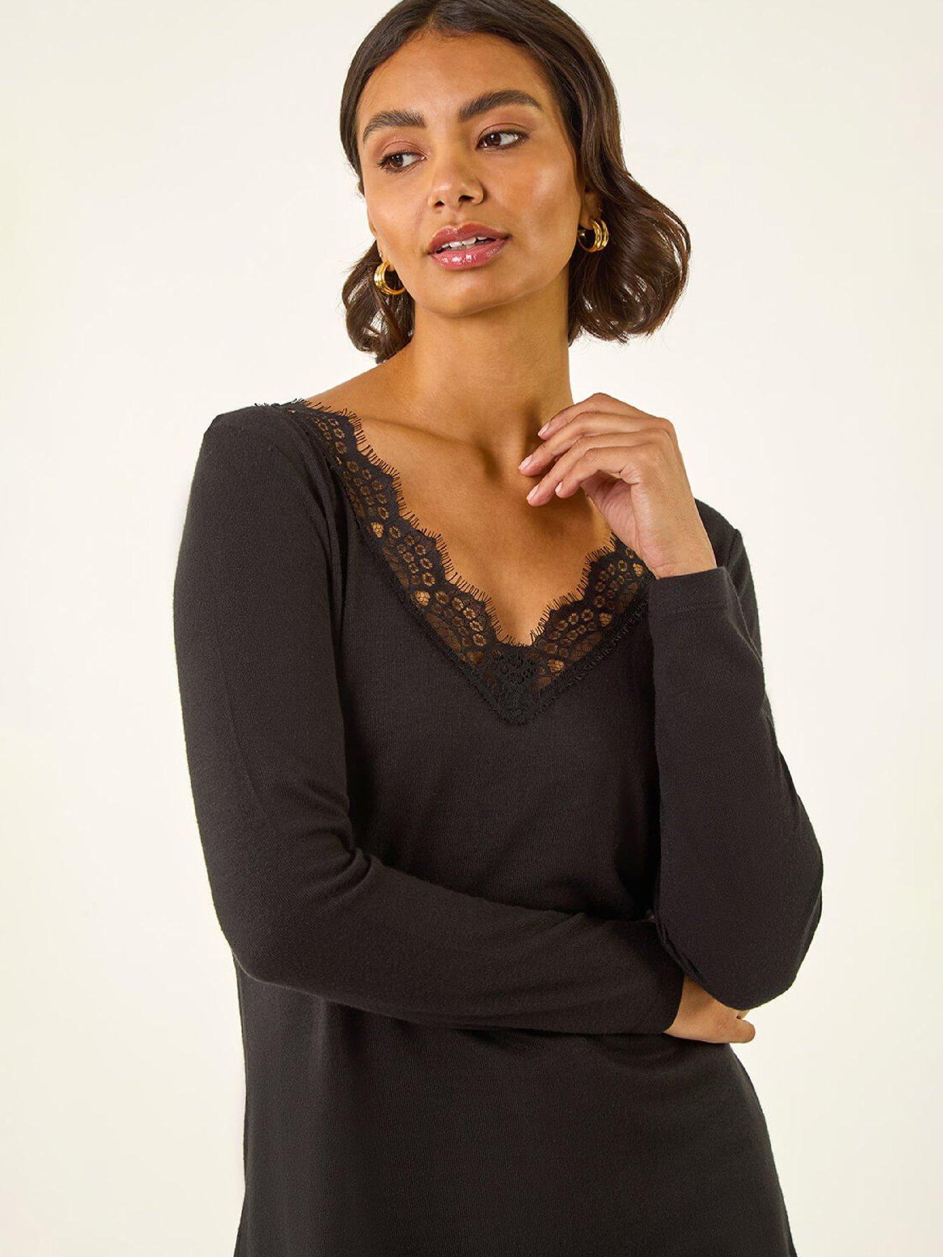 Image 4 of 5 of Roman Lace V-neck Stretch Top