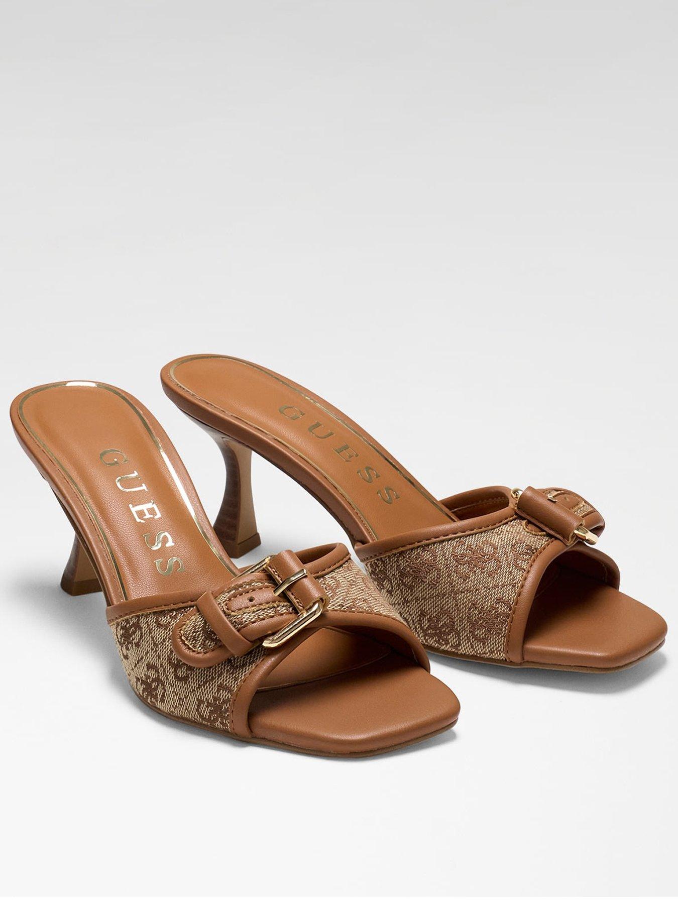 Guess Dista Slip On Heeled Sandal - Beige