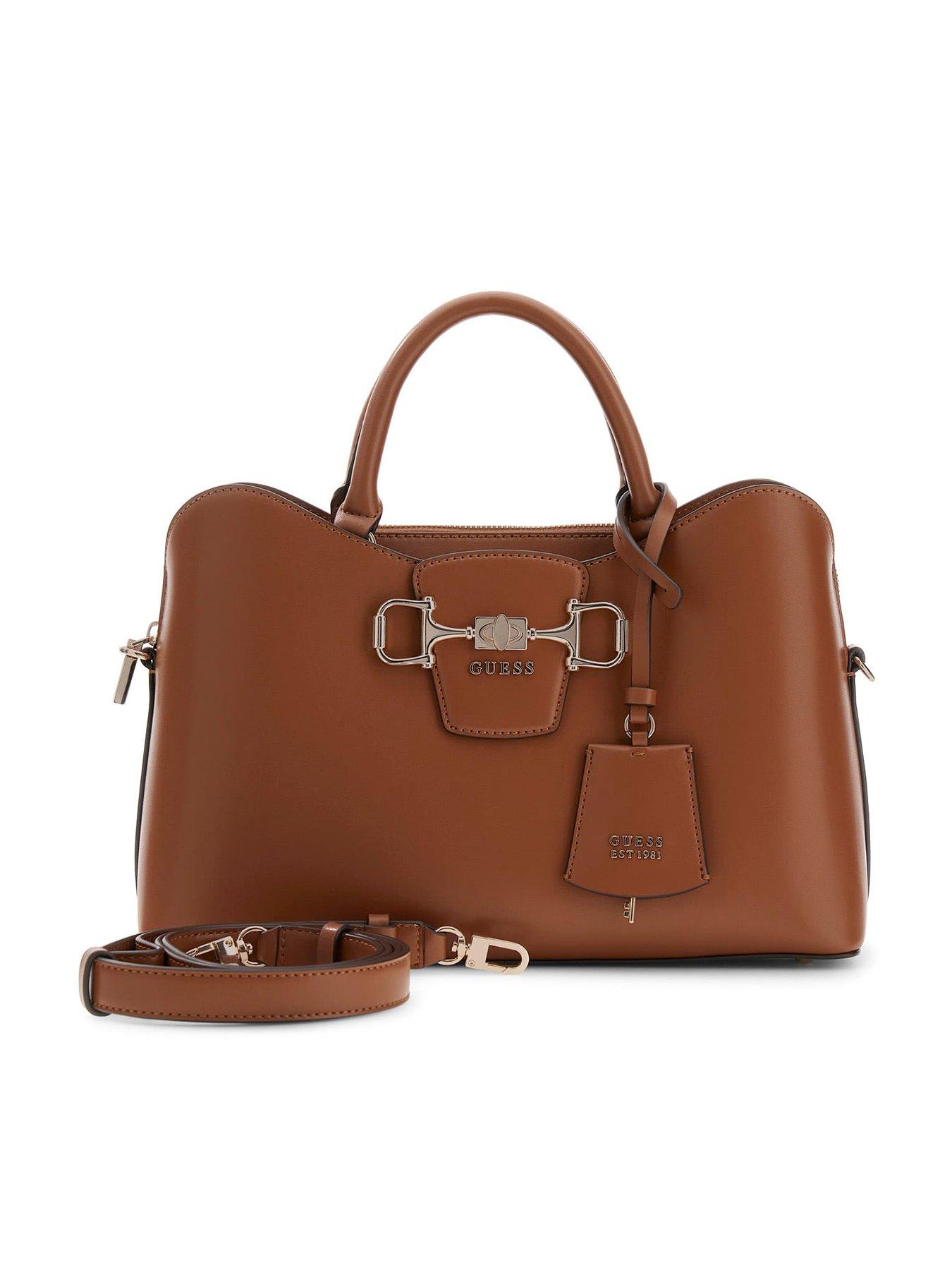 Guess Janie Girlfriend Satchel Bag - Brown