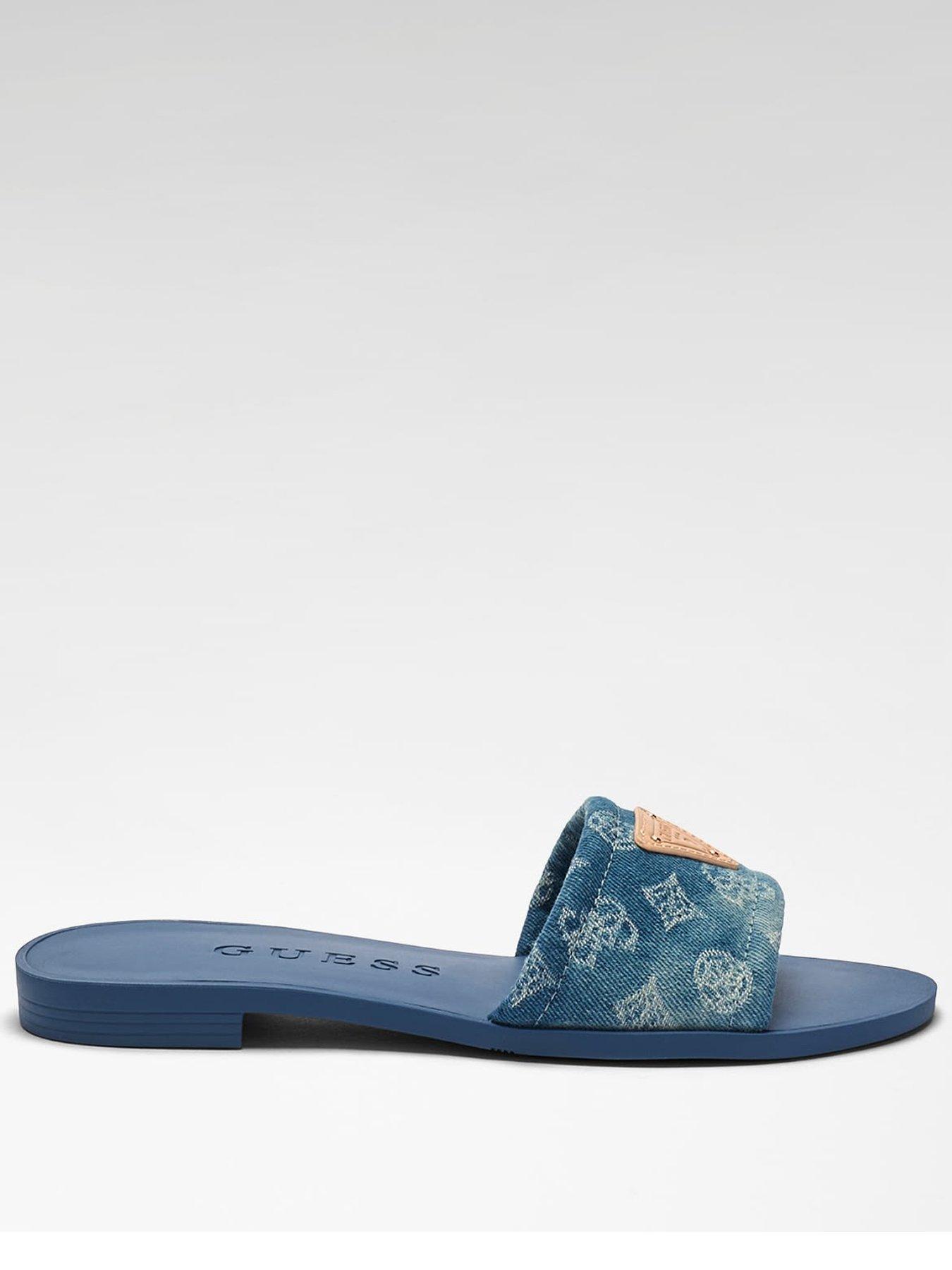 Guess Elysone Denim Logo Slide Sandal