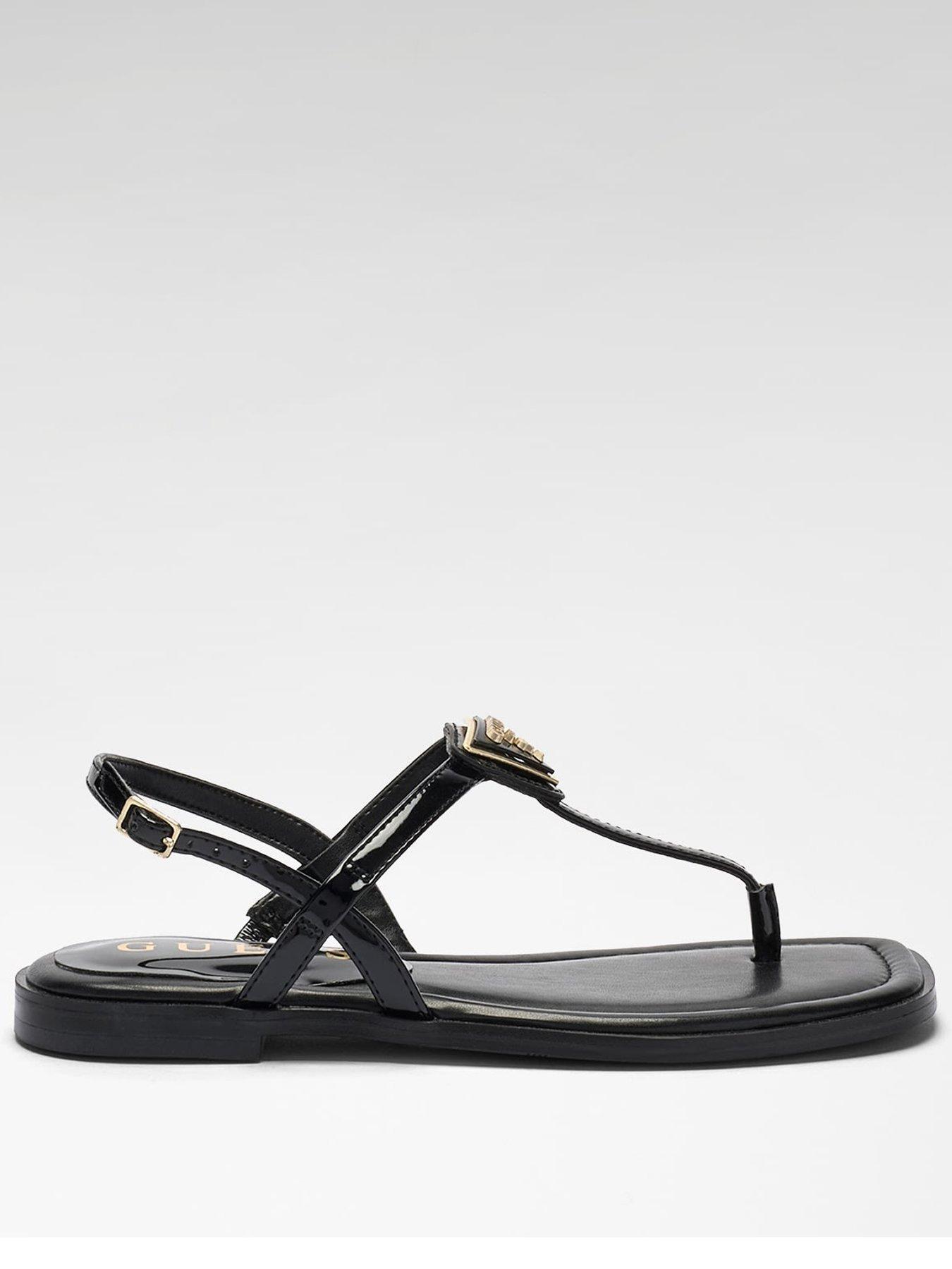 Image 1 of 4 of Guess Rainey4 Toe Post Flat Sandal - Black