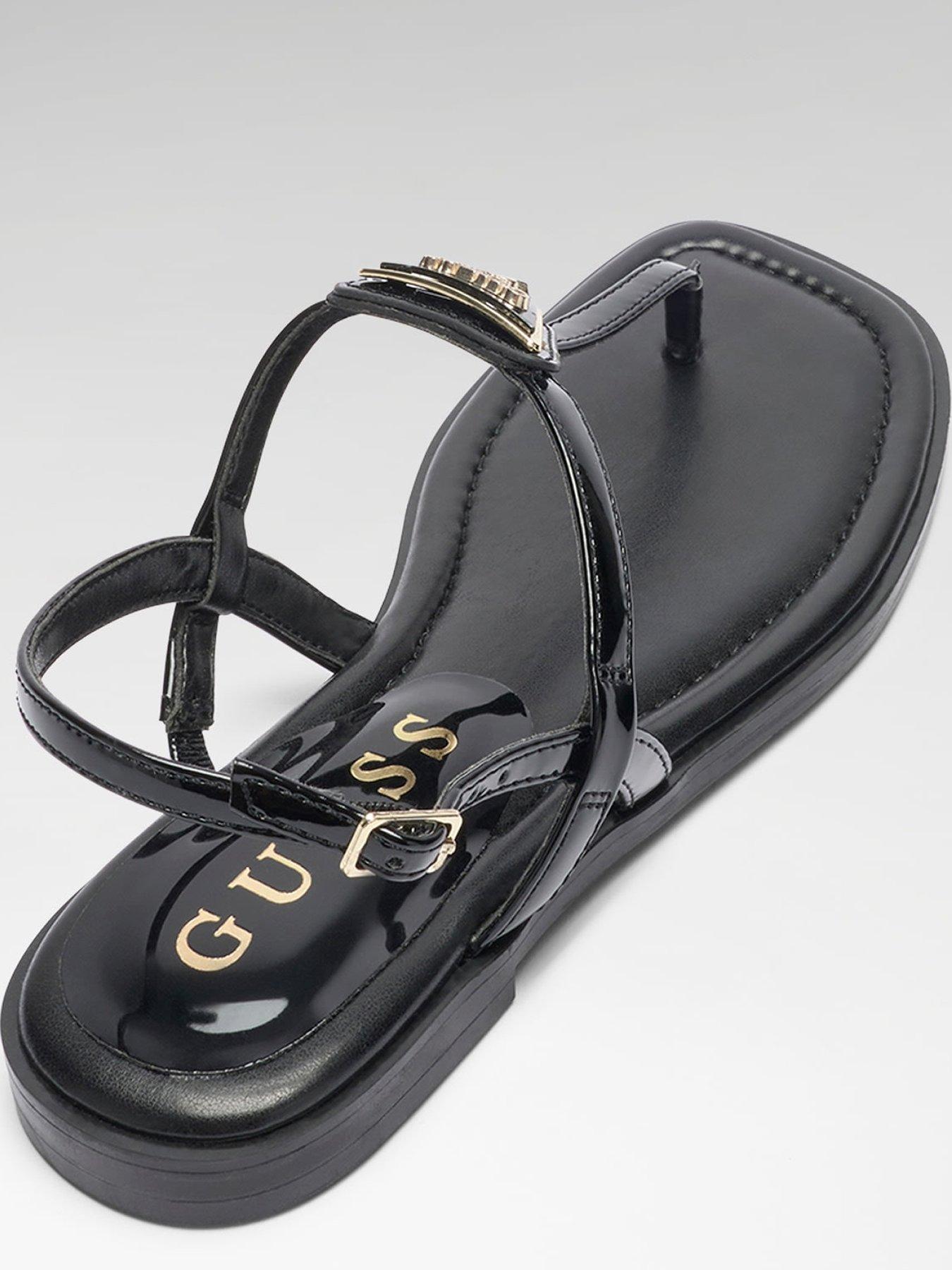 Image 4 of 4 of Guess Rainey4 Toe Post Flat Sandal - Black
