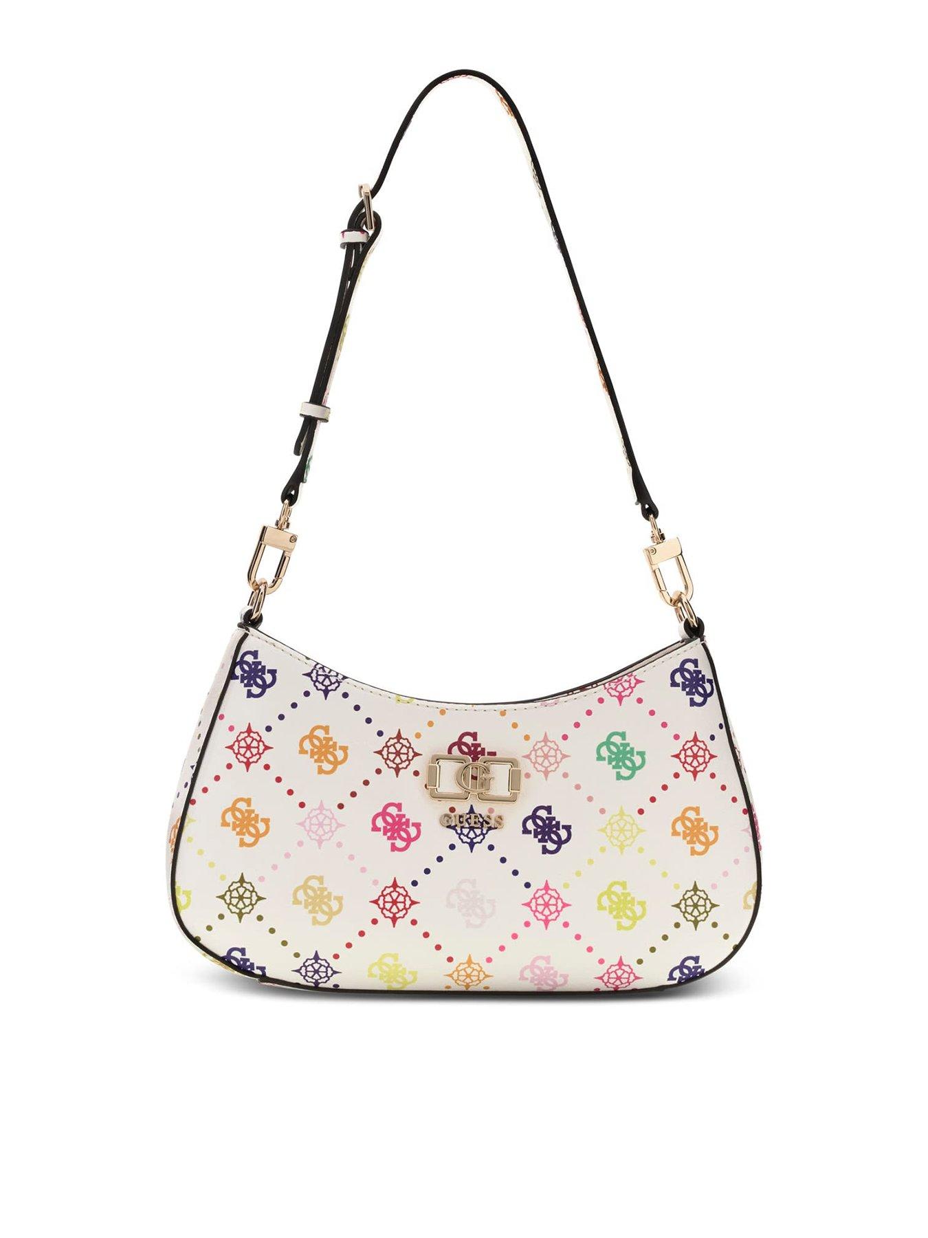 Guess Emelie Logo Top Zip Shoulder Bag - White