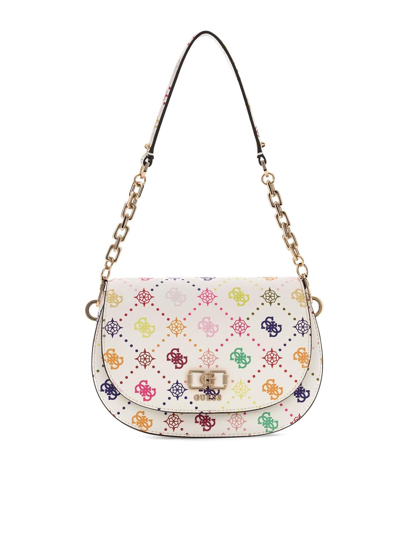 Guess Emelie Logo Flap Shoulder Bag - White