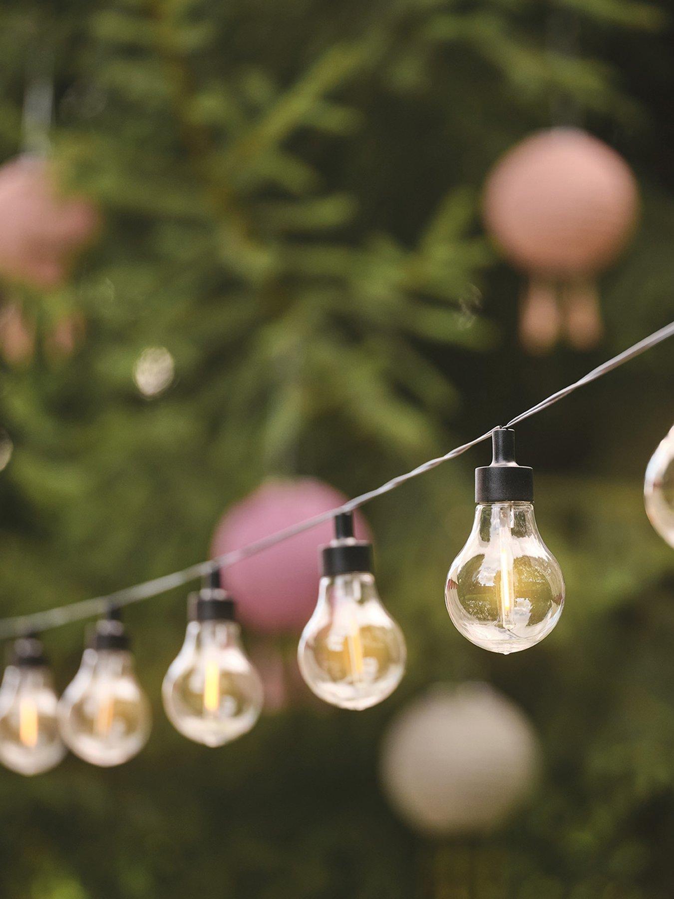 Lights4Fun 20 Warm White Vintage Style Battery Festoon Lights