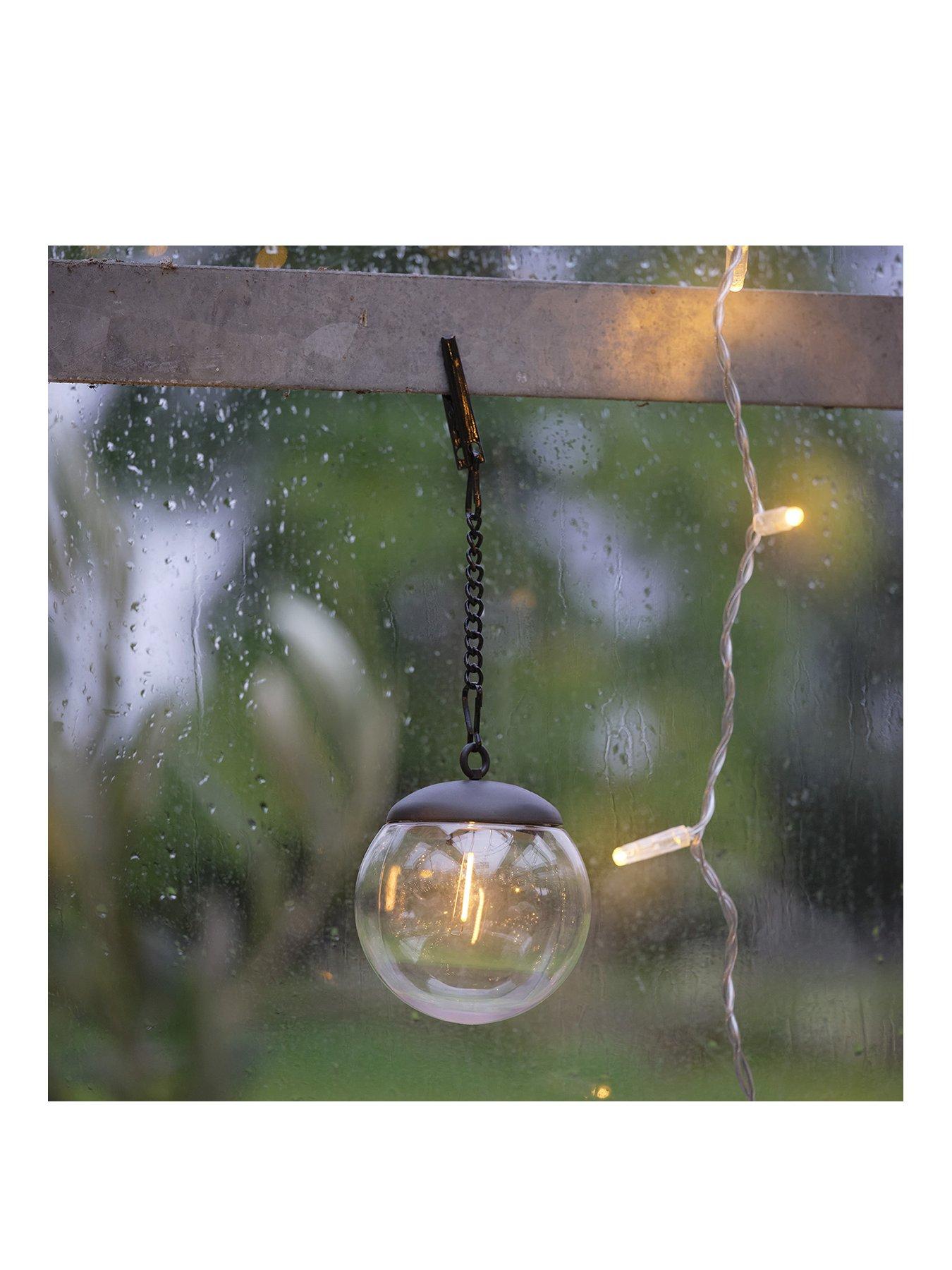 Image 2 of 3 of Lights4Fun Set of 3 Globe LED Filament Style Solar Hanging Lanterns