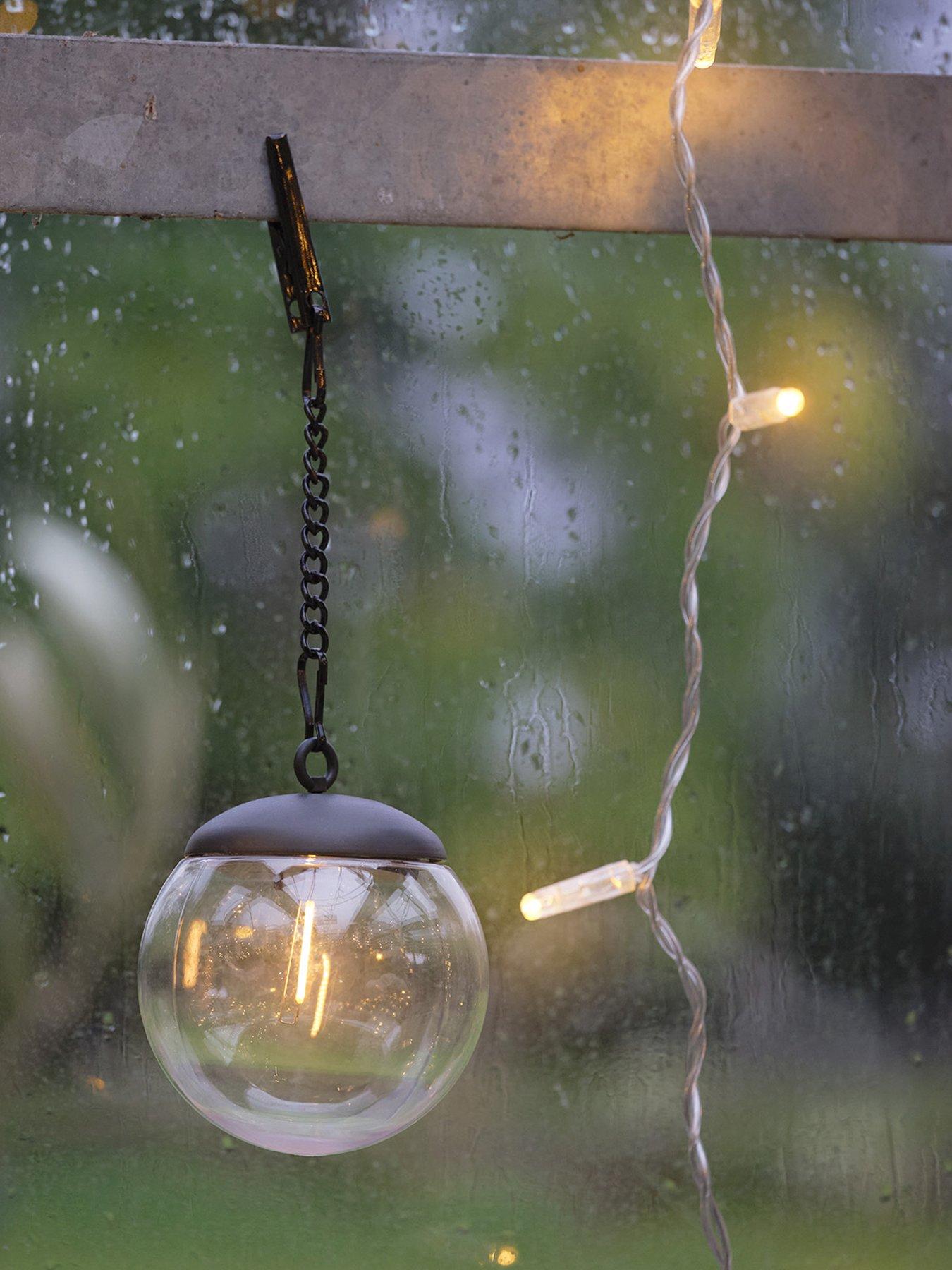 Image 3 of 3 of Lights4Fun Set of 3 Globe LED Filament Style Solar Hanging Lanterns