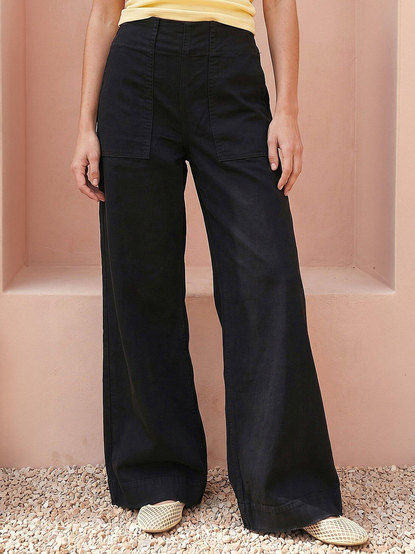 Roman Cotton Stretch Wide Leg Jean