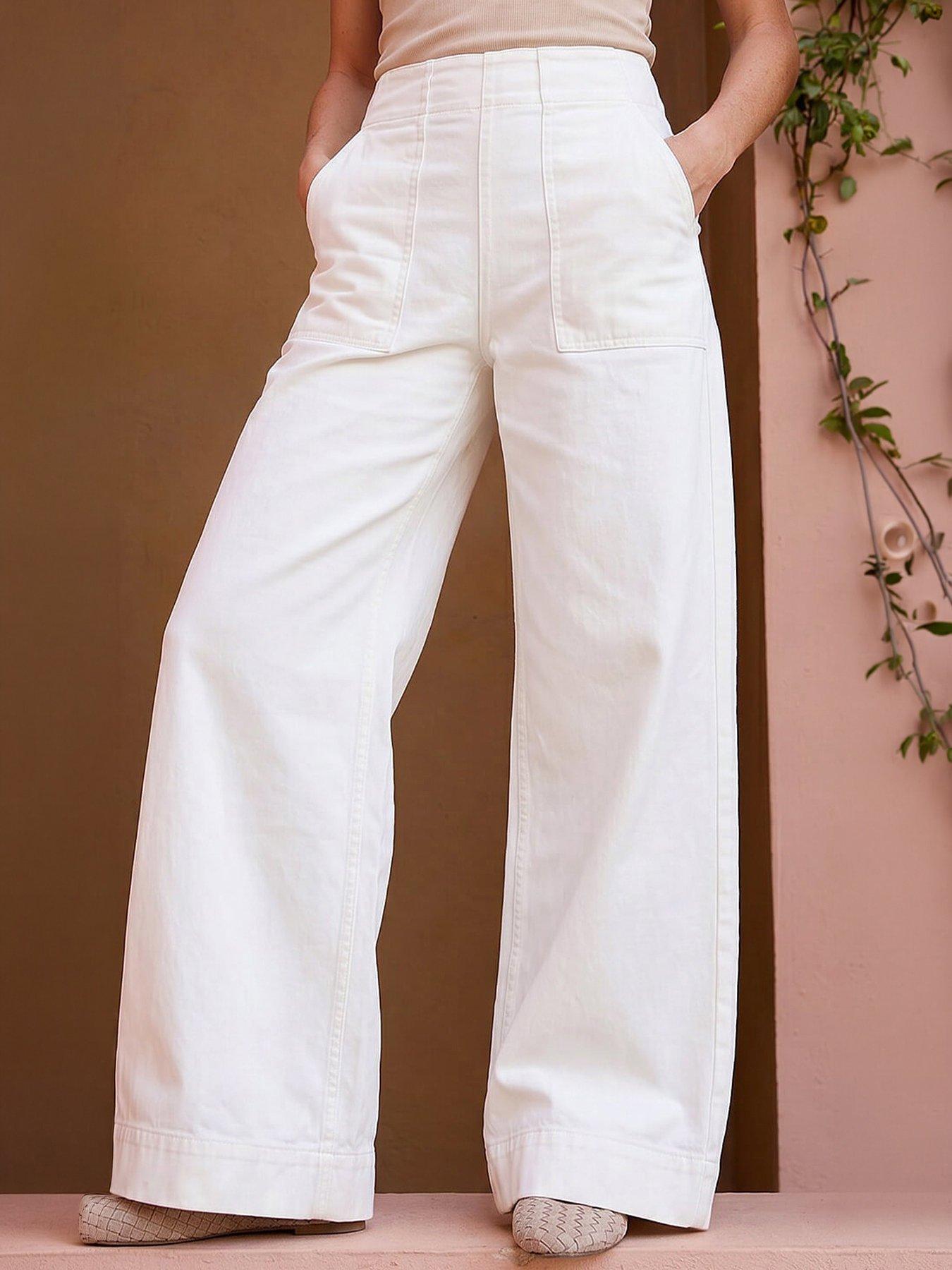Roman Cotton Stretch Wide Leg Jean
