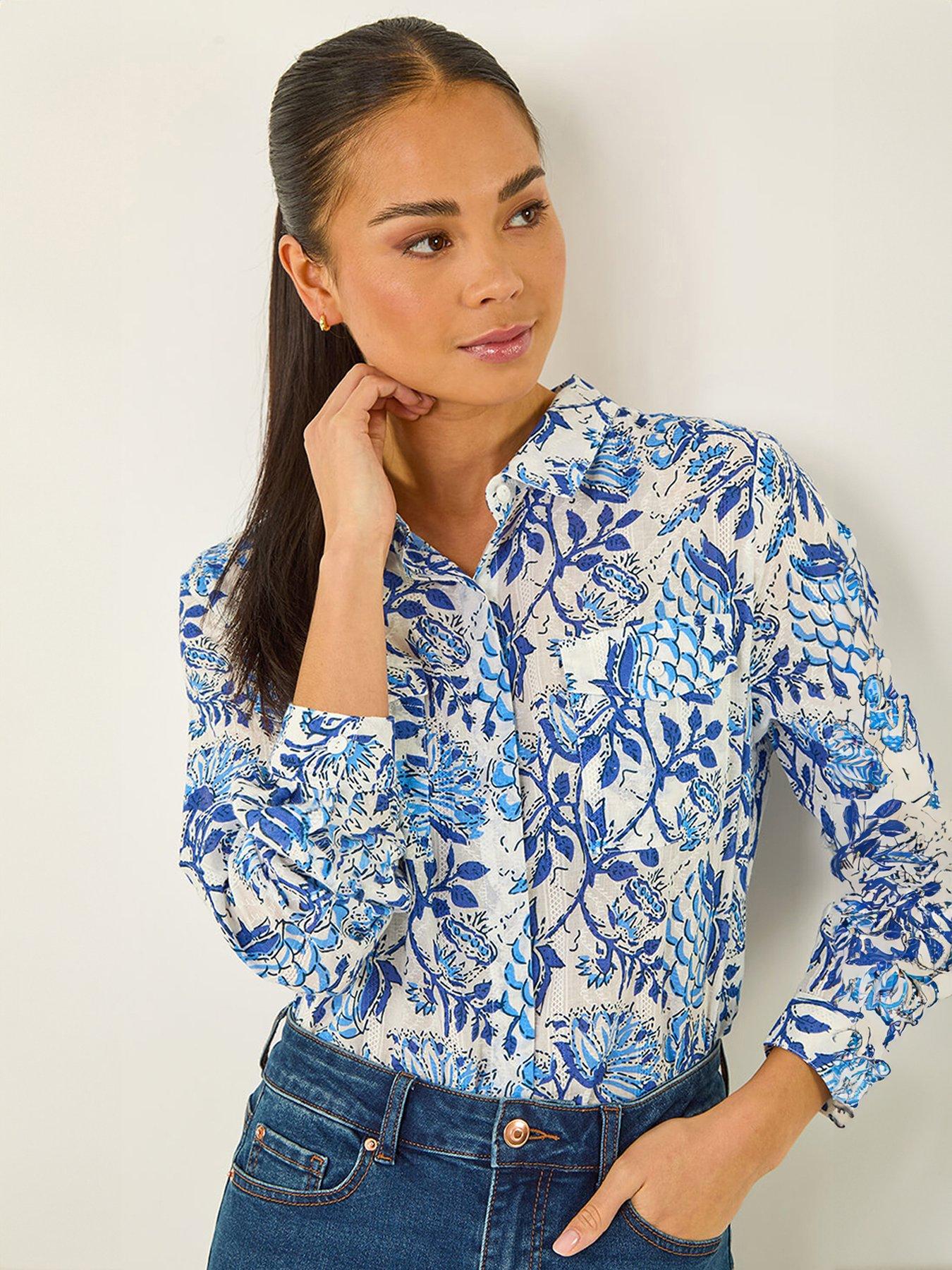Image 1 of 5 of Roman Petite Floral Embroidered Blouse
