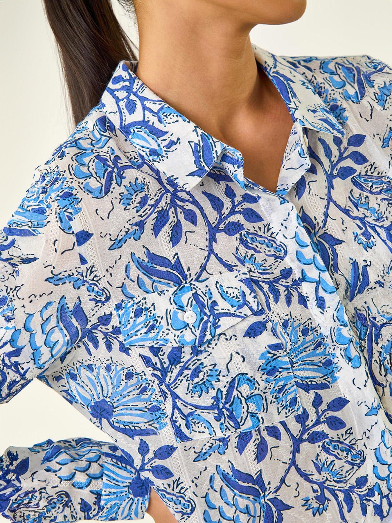 Image 5 of 5 of Roman Petite Floral Embroidered Blouse