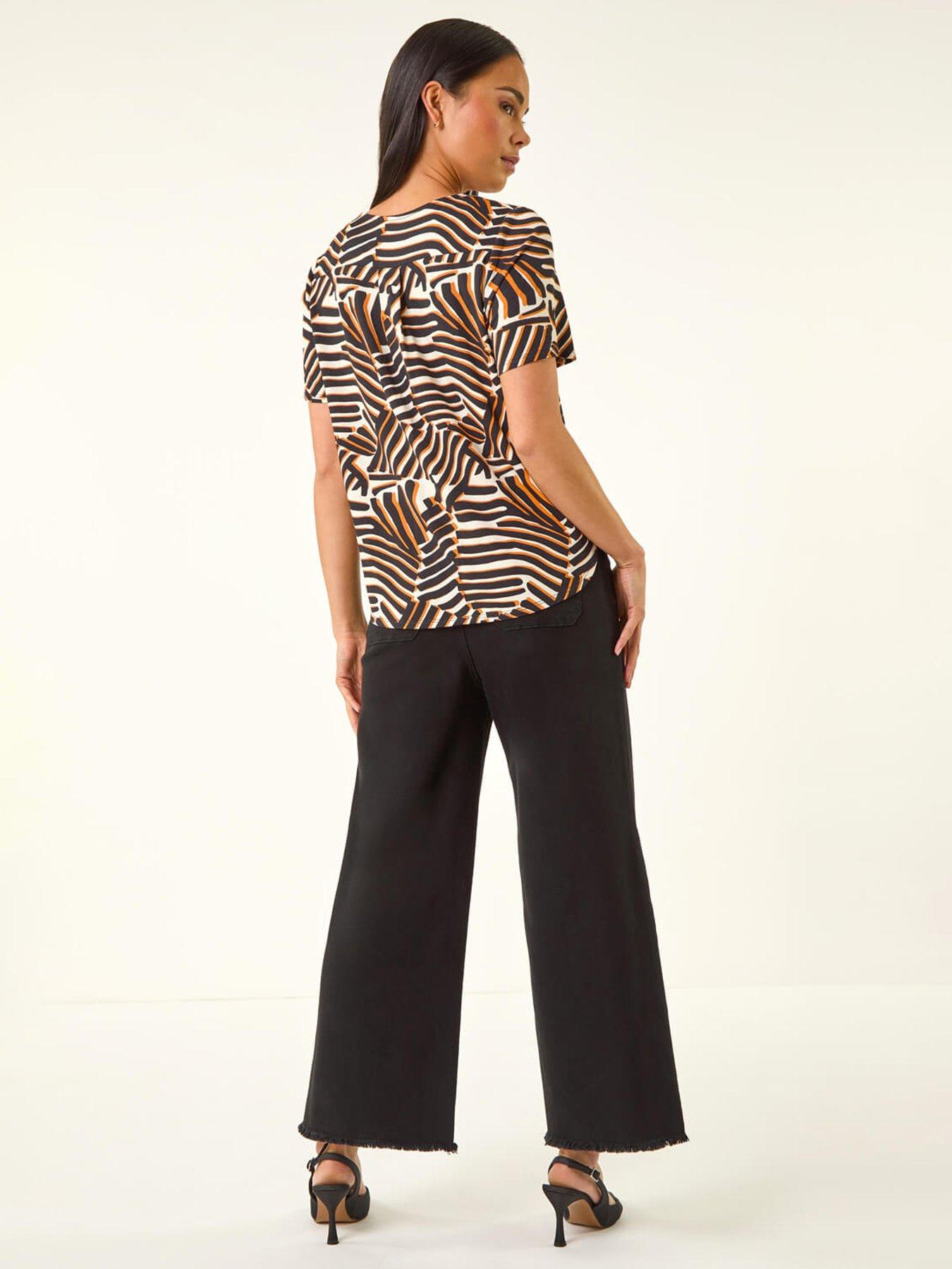 roman-petite-abstract-print-v-neck-blousestillFront