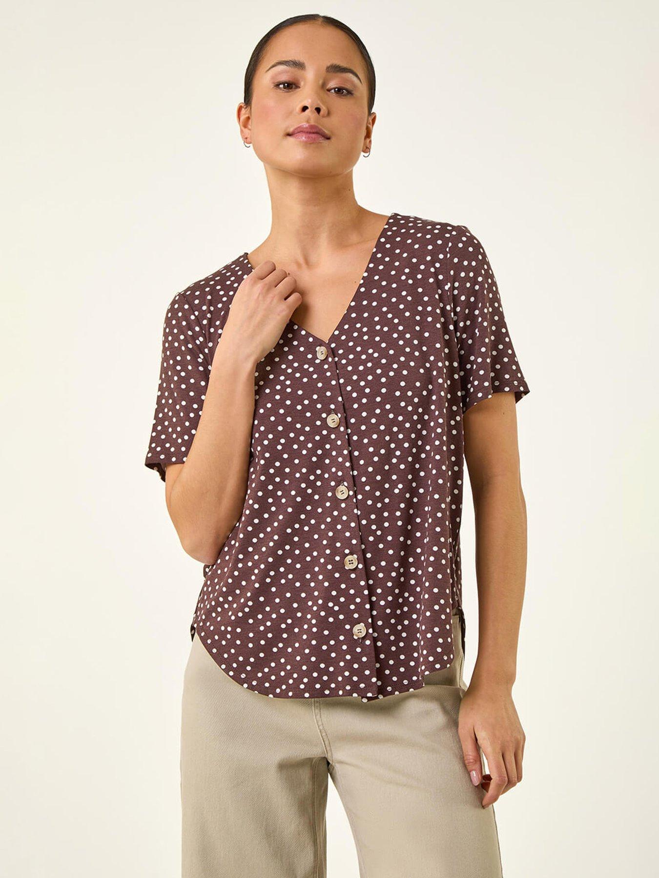 Roman Petite Spot V-neck Blouse