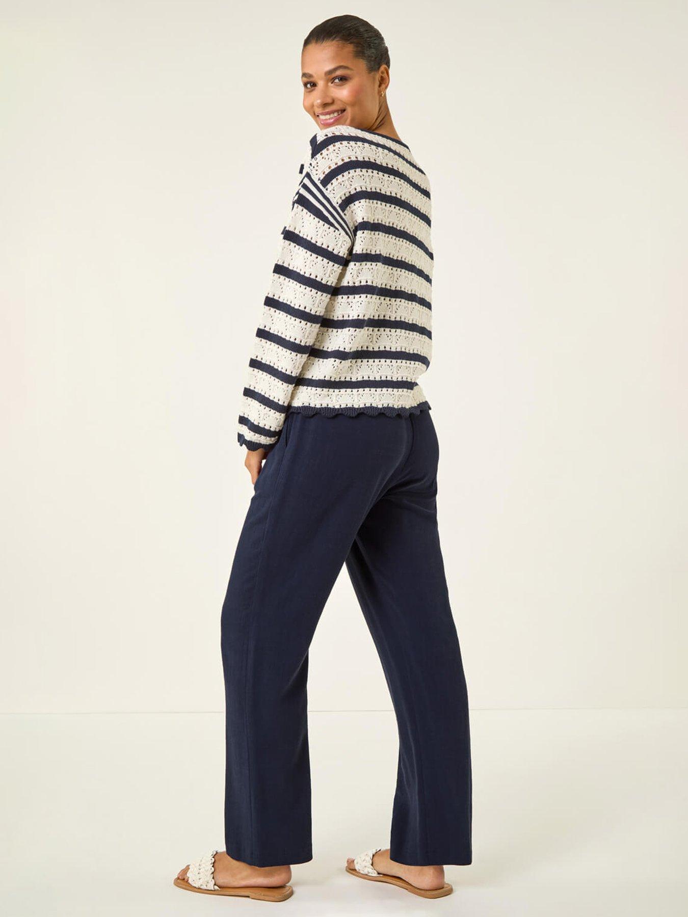Image 2 of 5 of Roman Stripe Pointelle Knit Jumper
