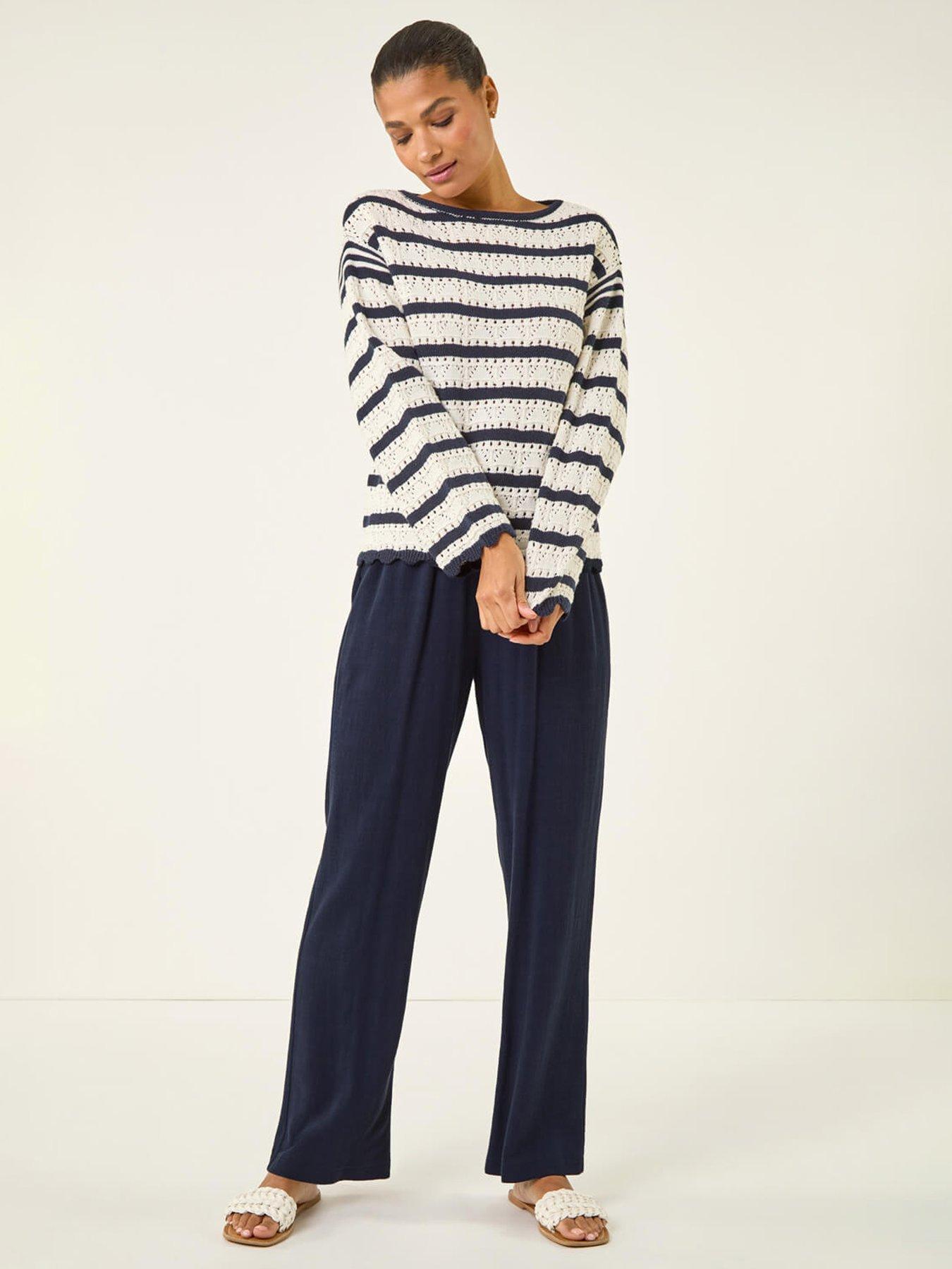 Image 3 of 5 of Roman Stripe Pointelle Knit Jumper
