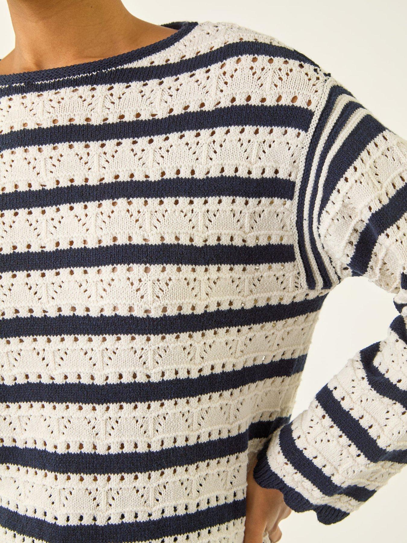 Image 5 of 5 of Roman Stripe Pointelle Knit Jumper