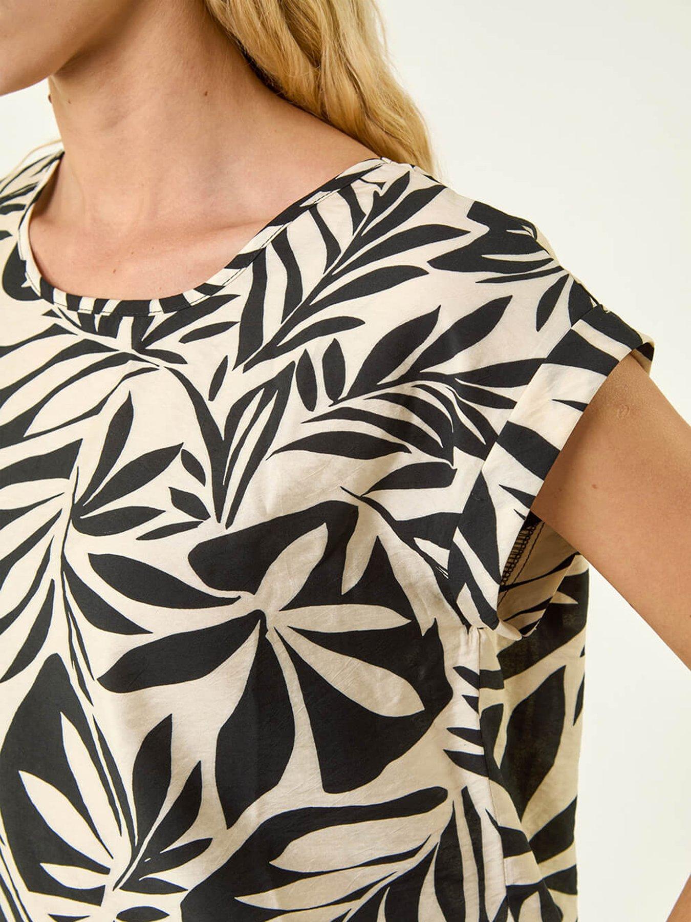 roman-leaf-print-shell-topdetail