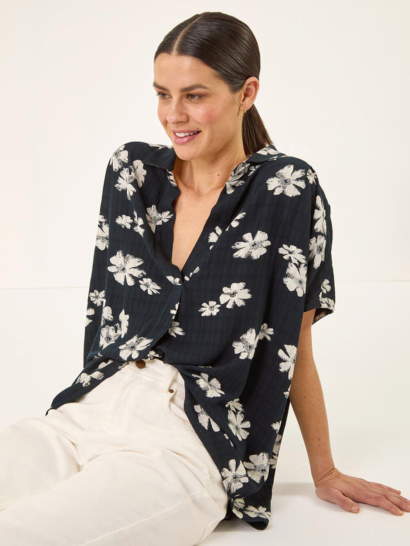 Image 4 of 5 of Roman Floral Print Pleat Tunic Top