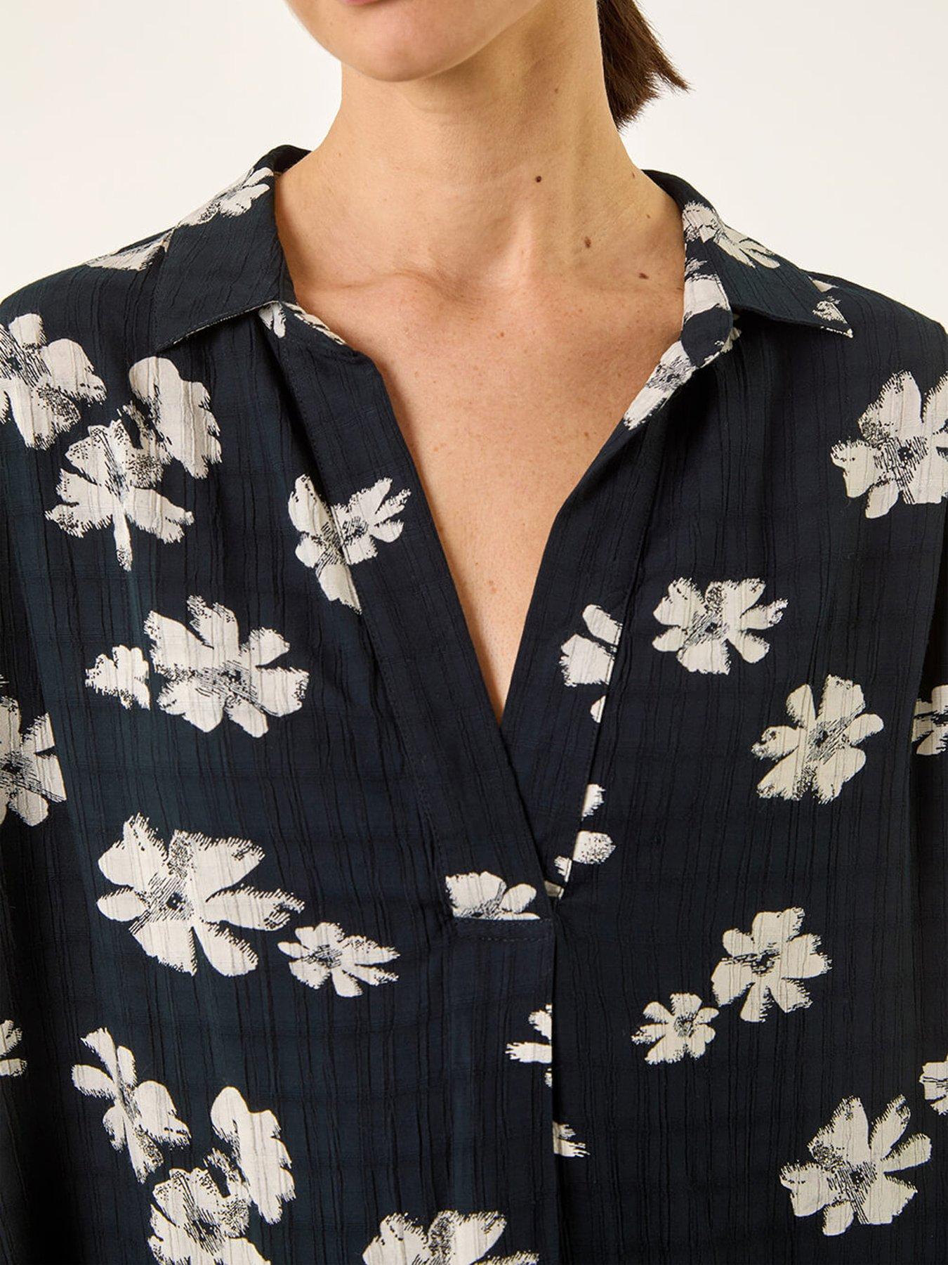 Image 5 of 5 of Roman Floral Print Pleat Tunic Top