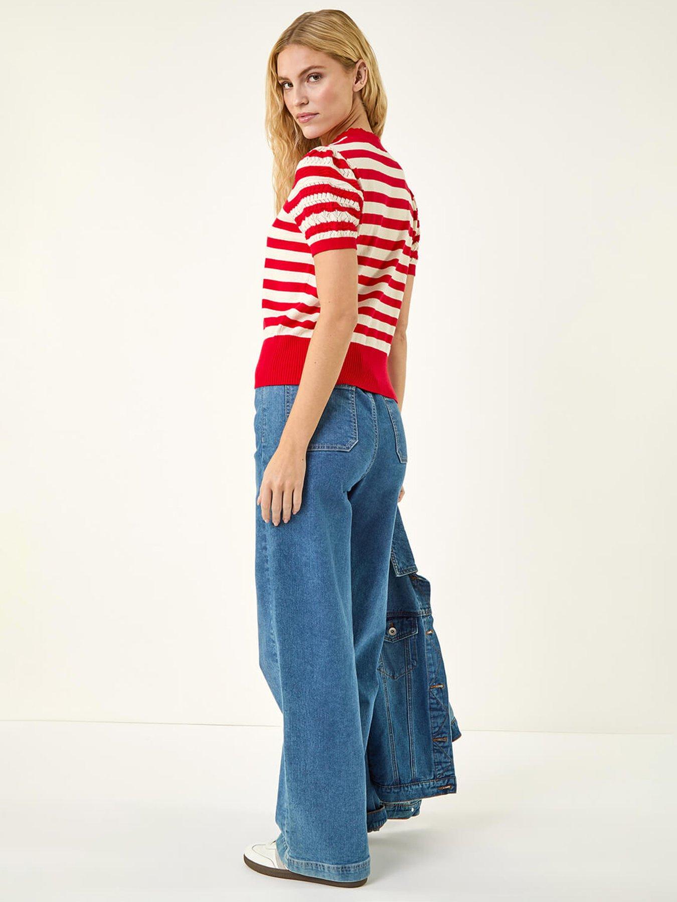 Image 2 of 5 of Roman Stripe Pointelle Knit Top
