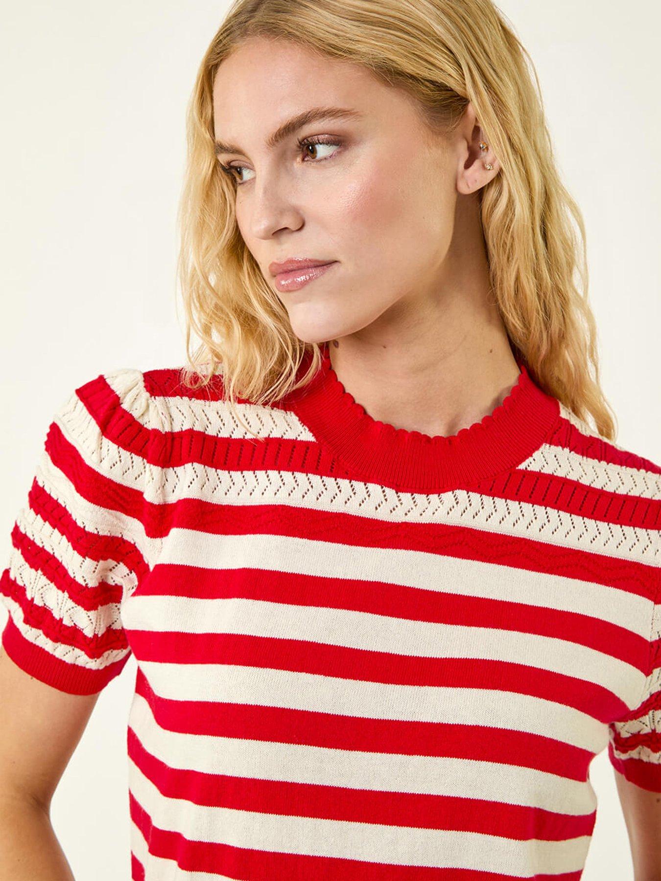 Image 4 of 5 of Roman Stripe Pointelle Knit Top