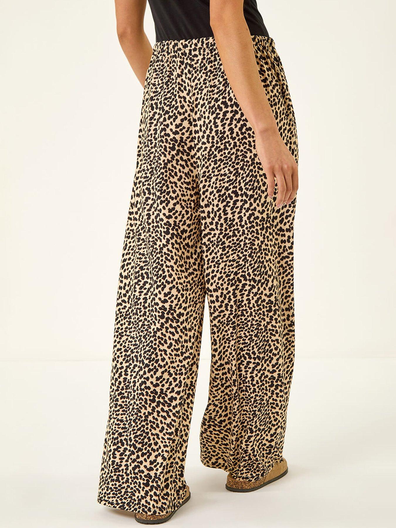 Image 2 of 5 of Roman Petite Animal Print Wide Leg Trouser