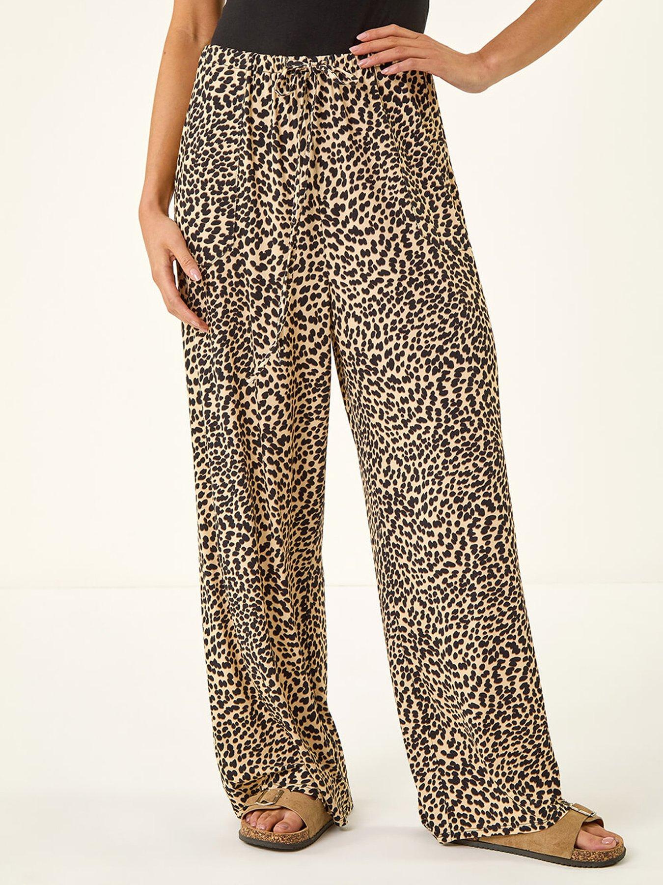 Image 4 of 5 of Roman Petite Animal Print Wide Leg Trouser