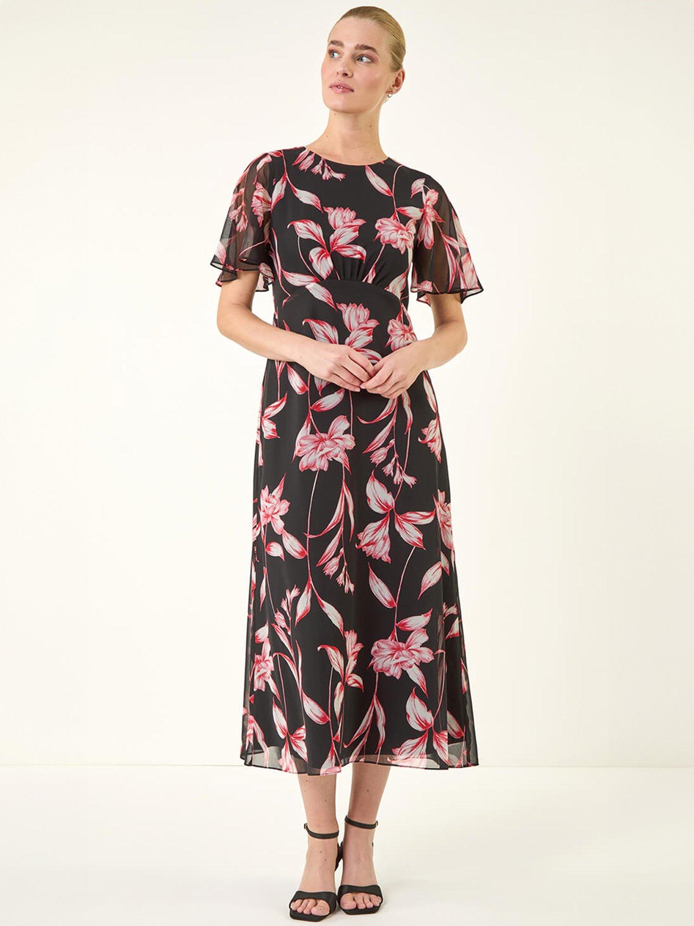 roman-floral-flutter-sleeve-dressoutfit
