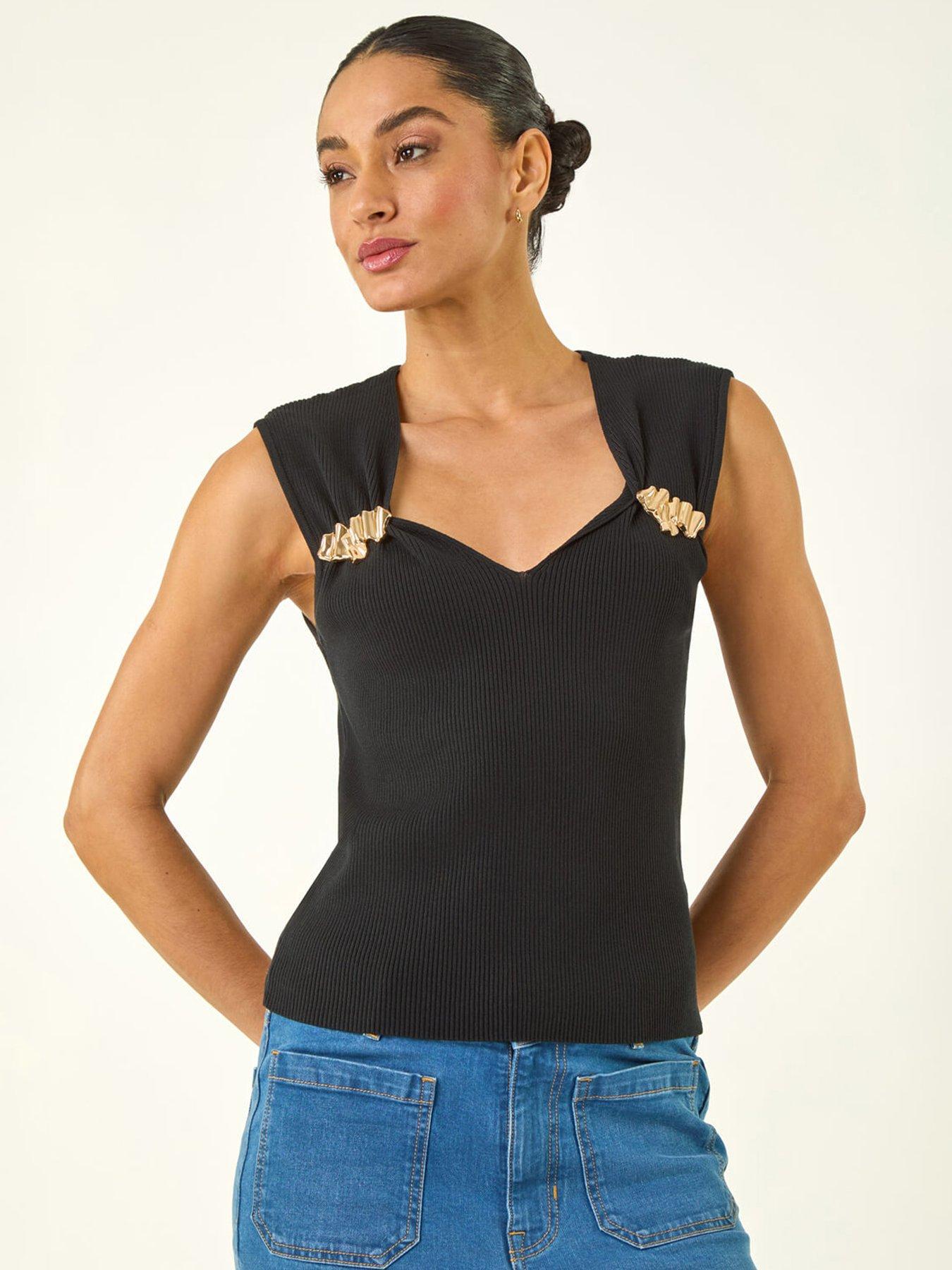 Roman Dusk Hardware Trim Knit Top