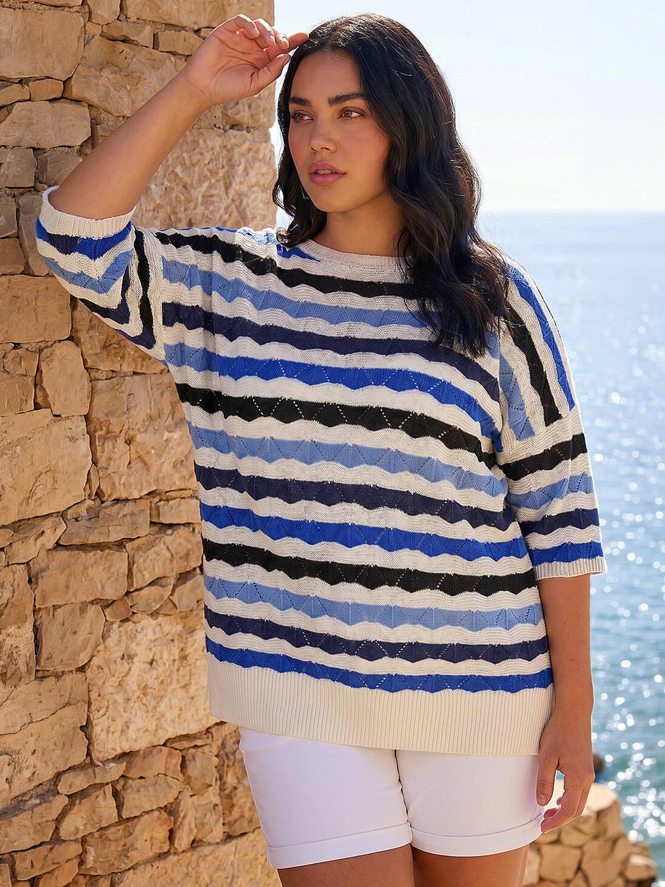 Image 1 of 4 of Roman Curve Wave Stripe Jumper