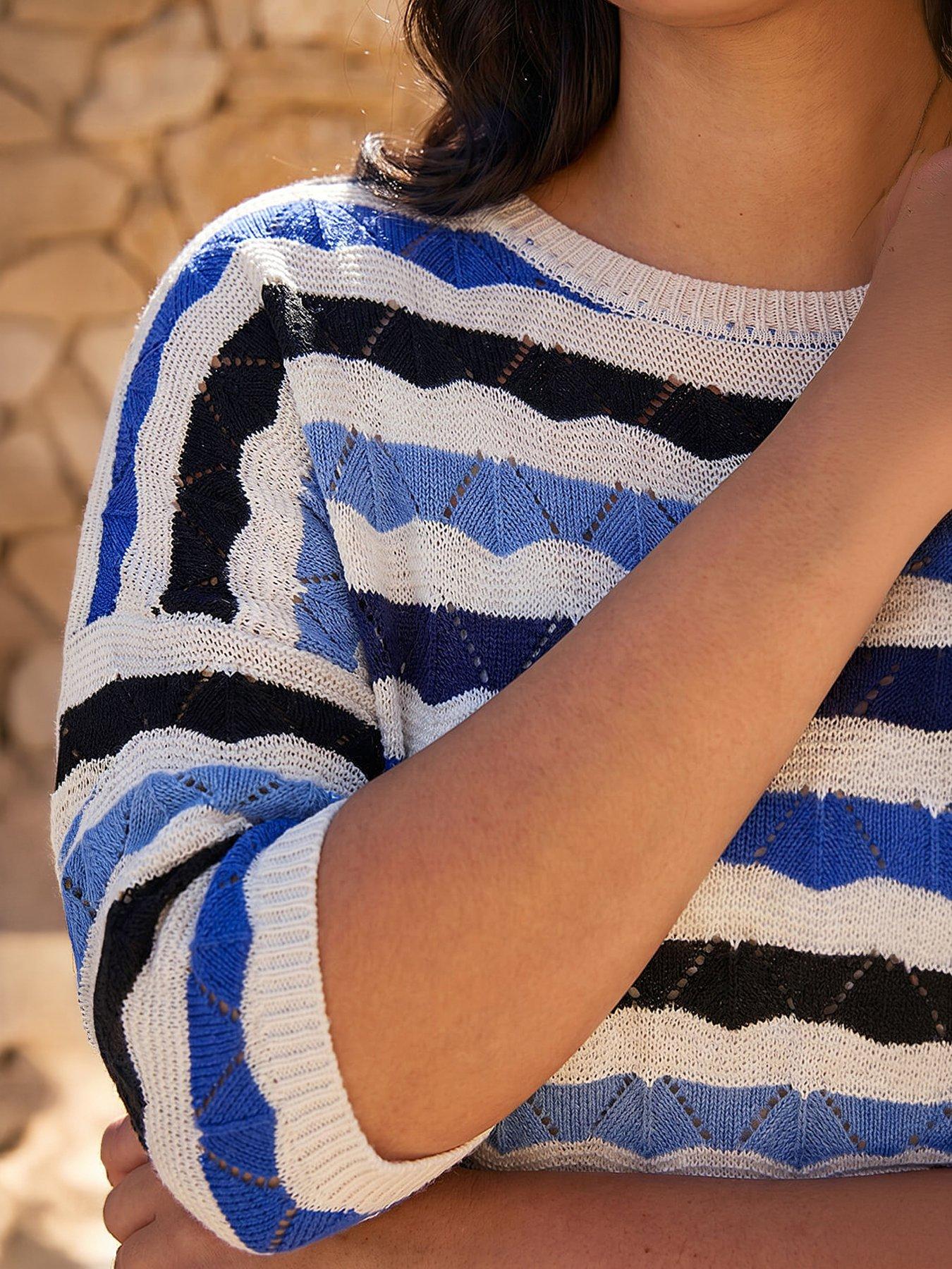 Image 2 of 4 of Roman Curve Wave Stripe Jumper