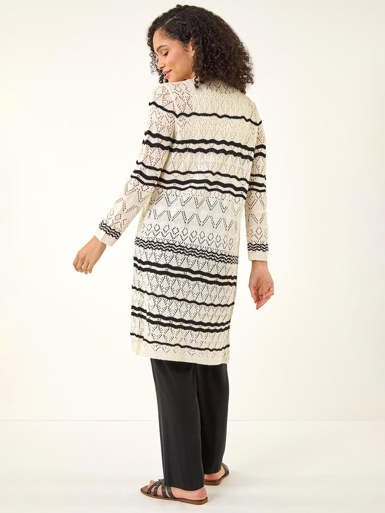 Image 2 of 5 of Roman Wave Stripe Longline Knit Cardigan