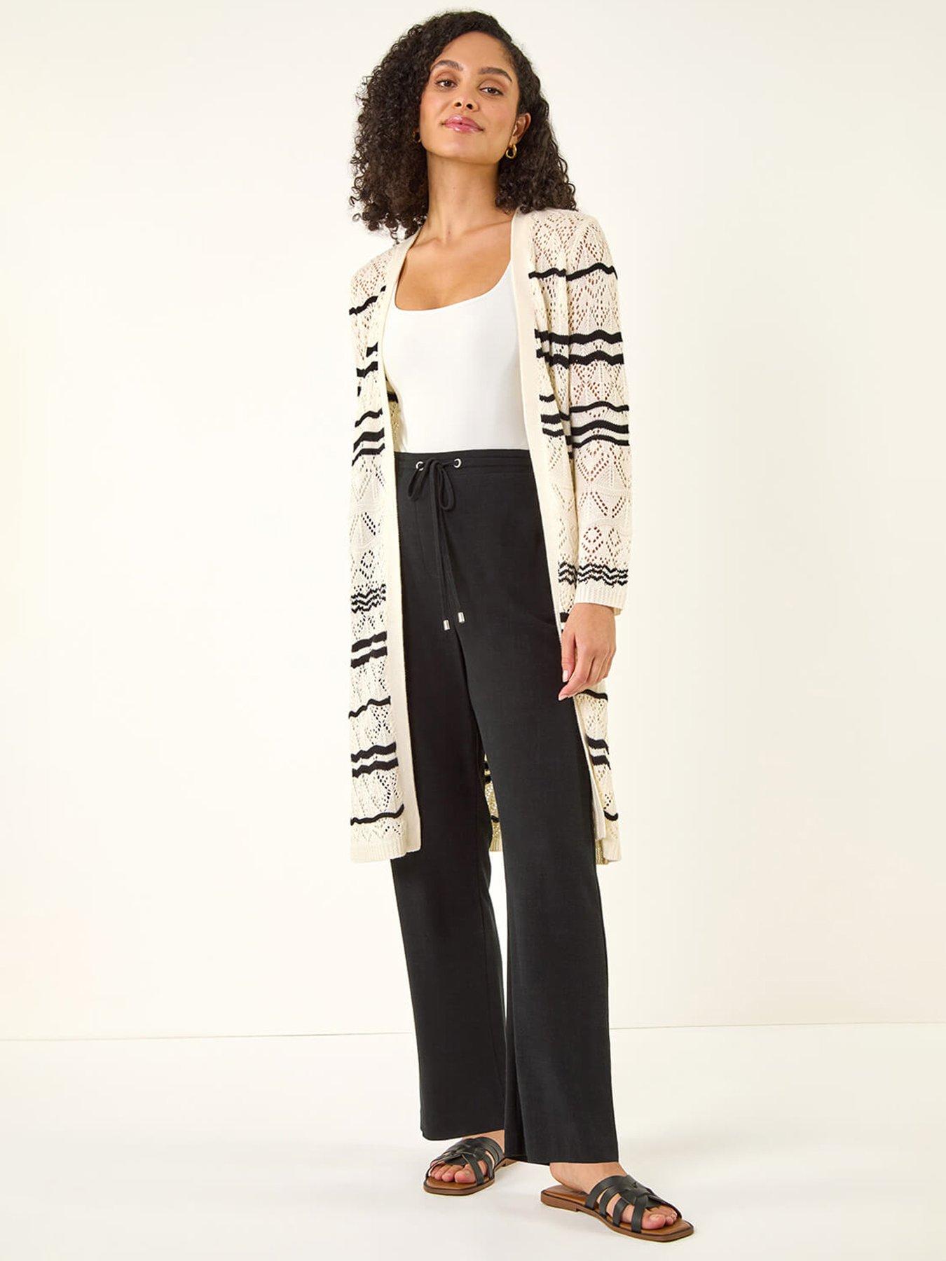 Image 3 of 5 of Roman Wave Stripe Longline Knit Cardigan