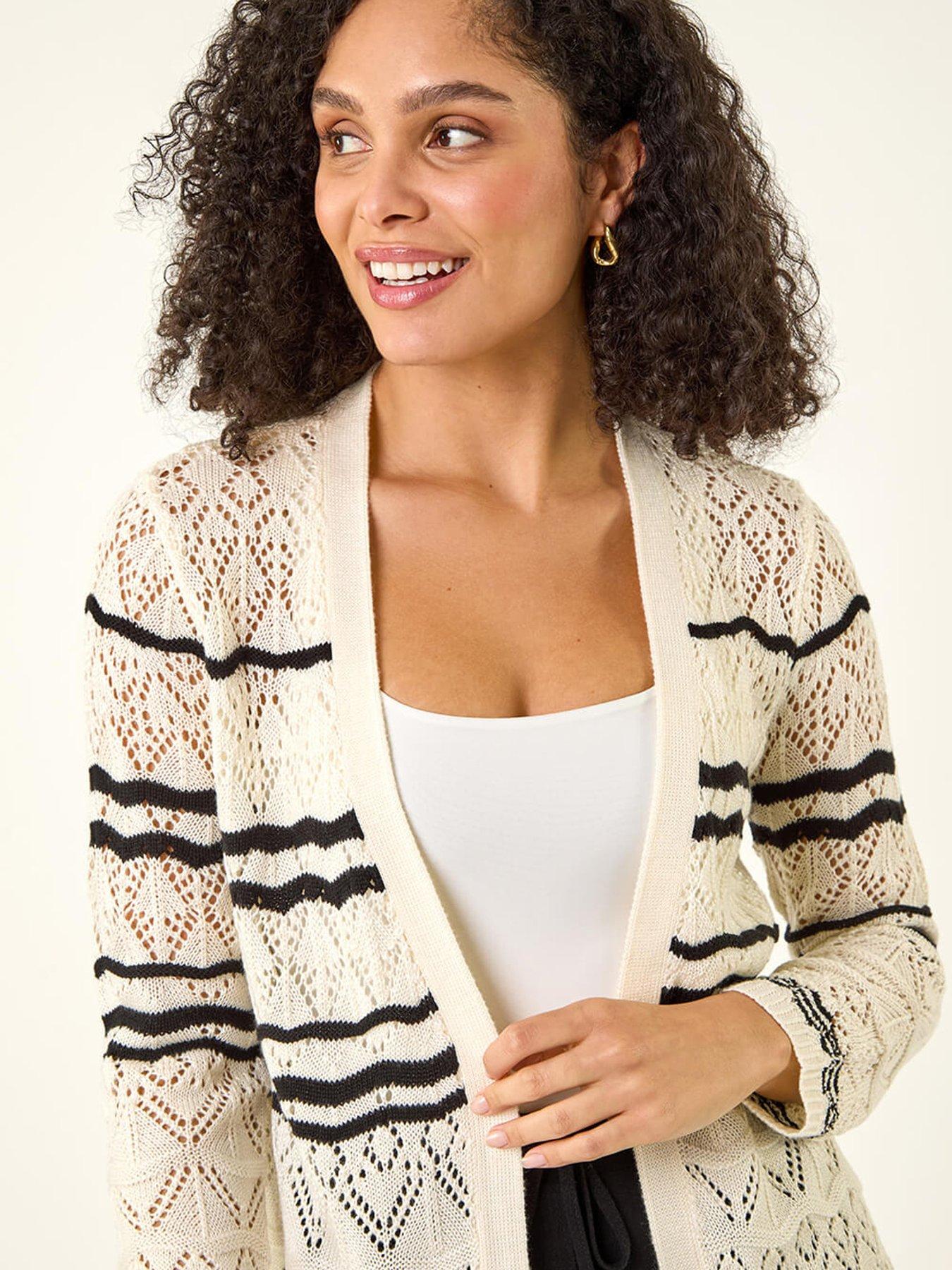 Image 4 of 5 of Roman Wave Stripe Longline Knit Cardigan