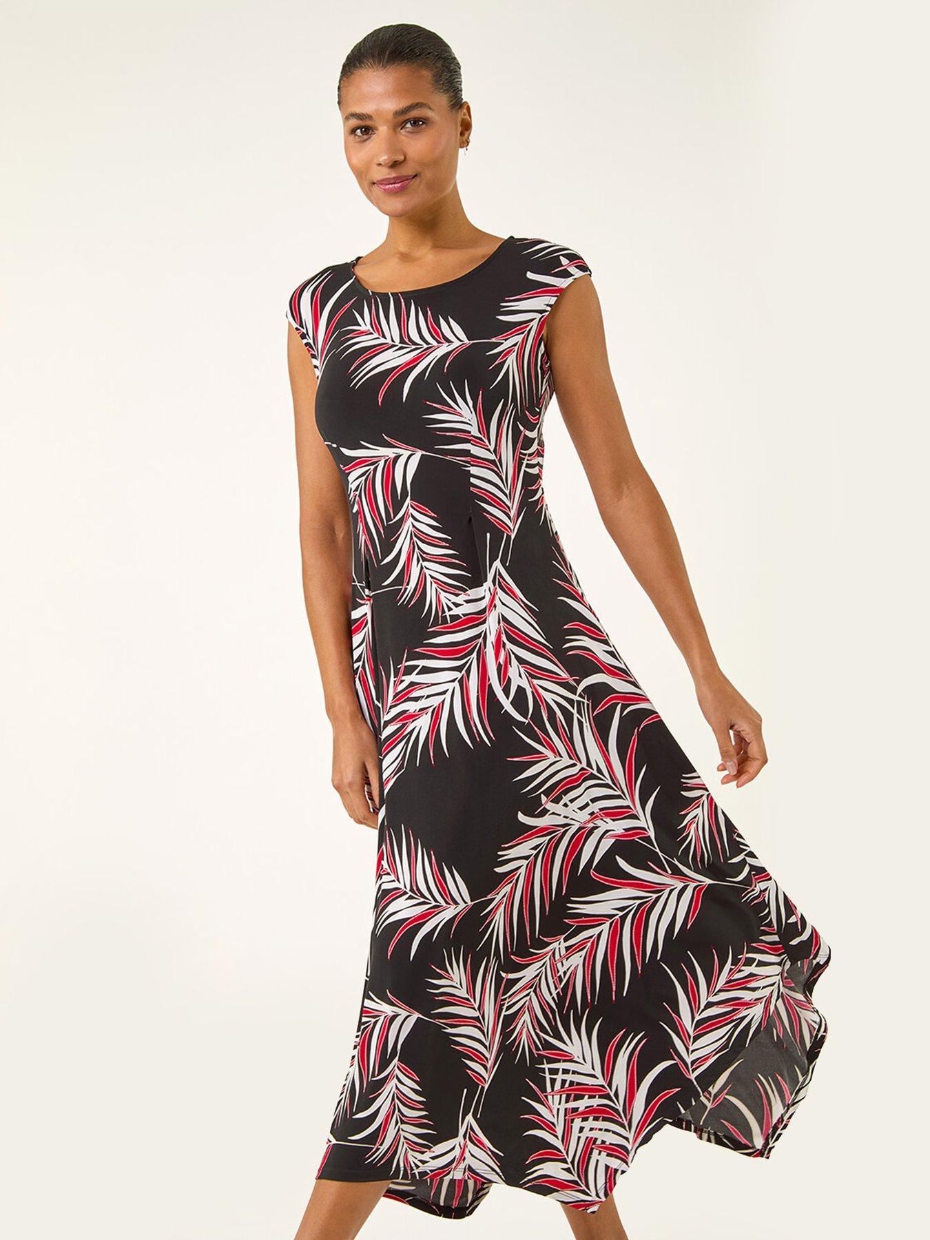 roman-leaf-print-stretch-maxi-dressfront