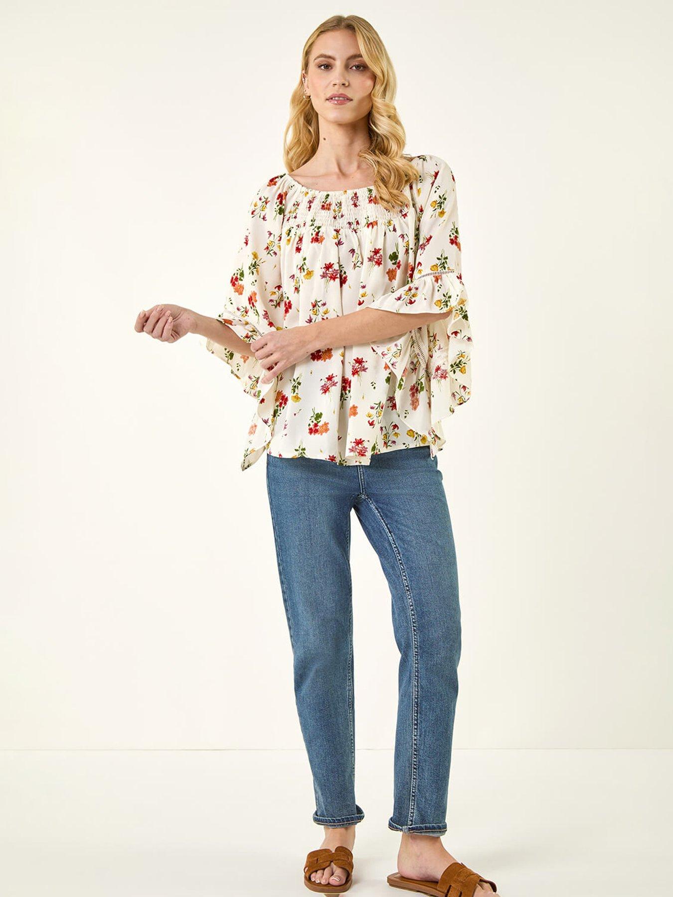 Image 3 of 5 of Roman Floral Print Bardot Top