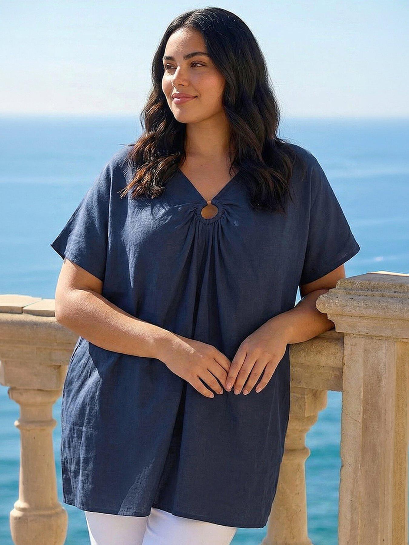 Roman Curve Ring Front Oversized Top