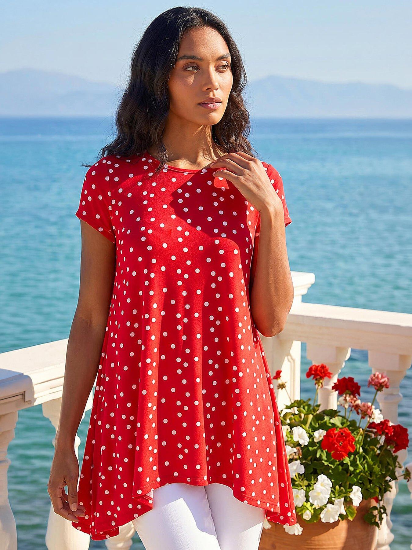 Image 1 of 4 of Roman Polka Dot Hanky Hem Top