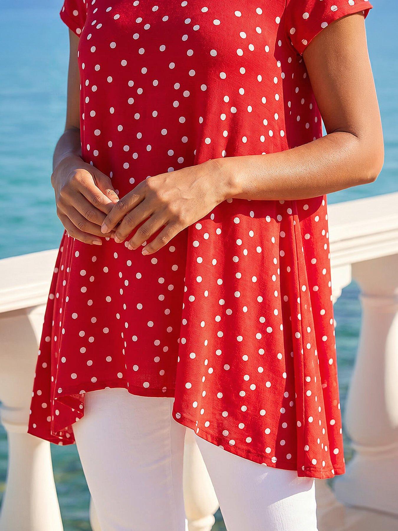 Image 2 of 4 of Roman Polka Dot Hanky Hem Top