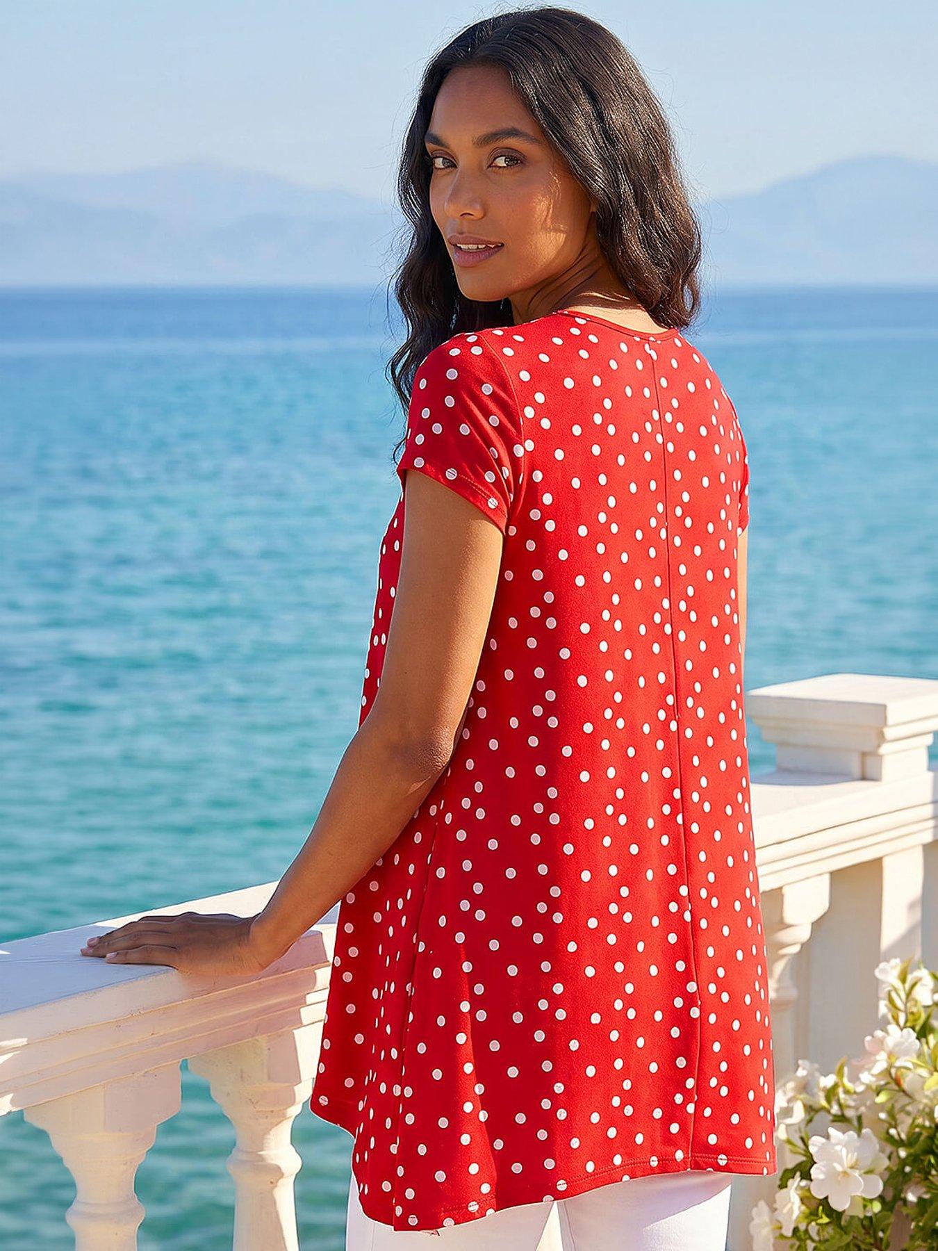 Image 3 of 4 of Roman Polka Dot Hanky Hem Top