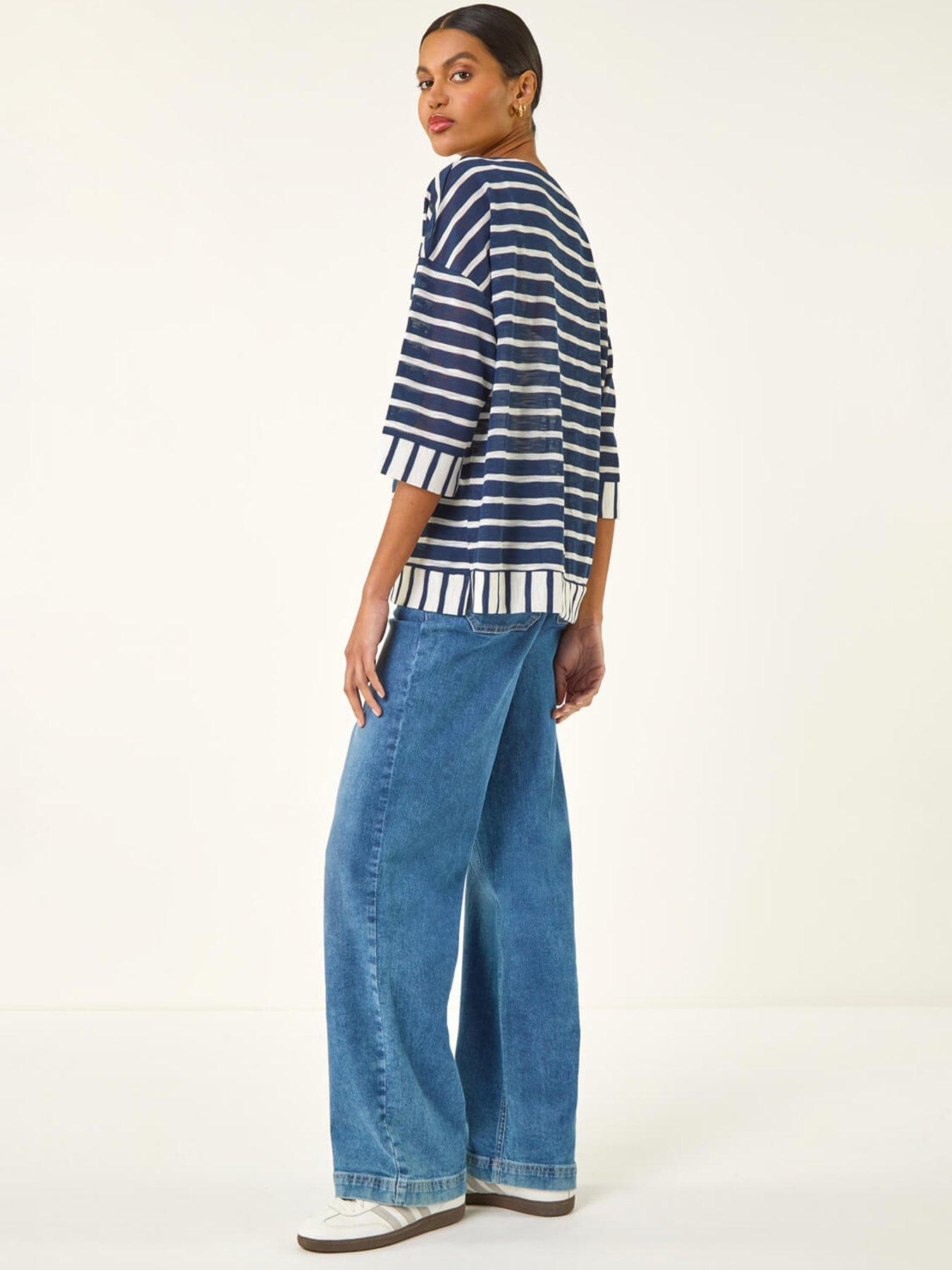 roman-stripe-print-v-neck-tunic-topstillFront