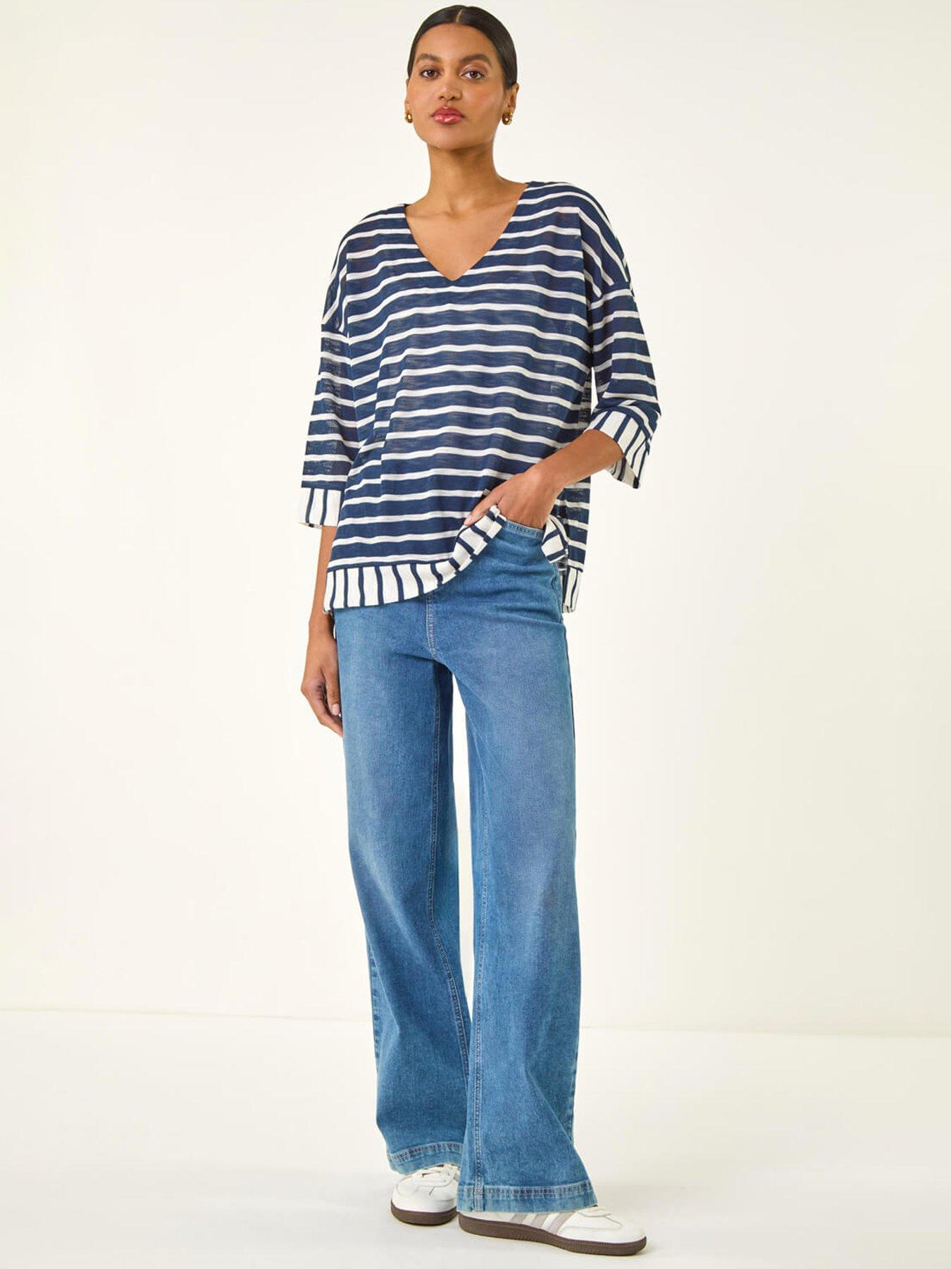 roman-stripe-print-v-neck-tunic-topback