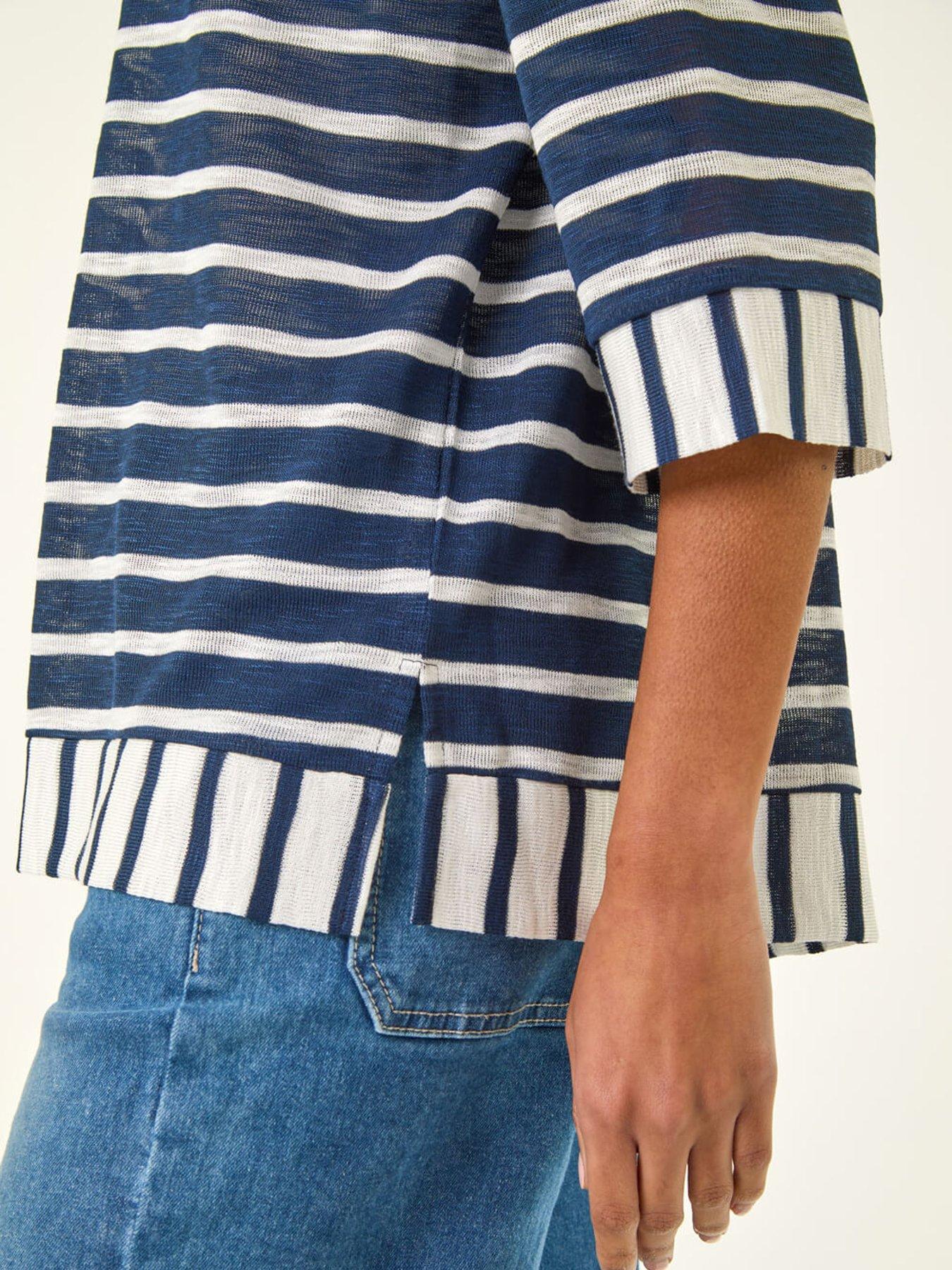 roman-stripe-print-v-neck-tunic-topdetail