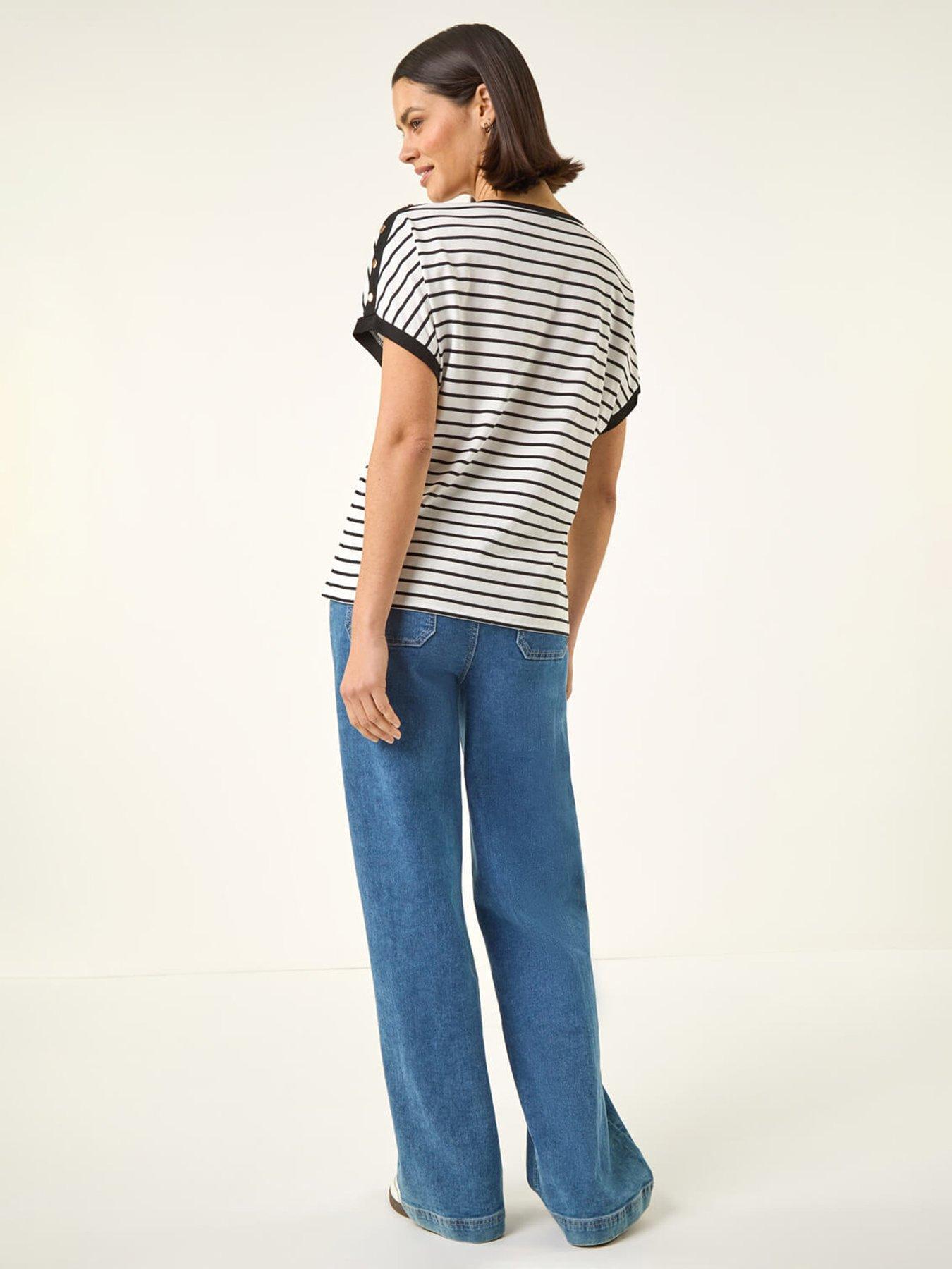 Image 2 of 5 of Roman Floral Stripe Print T-shirt