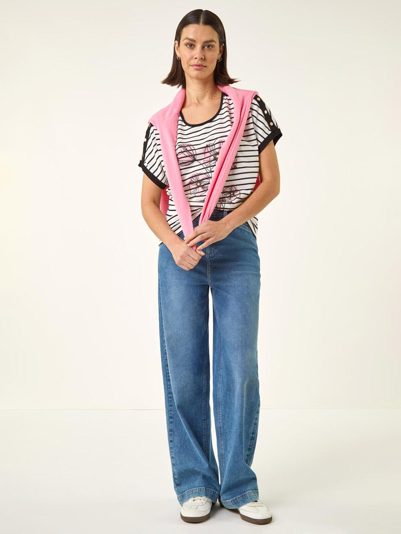 Image 3 of 5 of Roman Floral Stripe Print T-shirt