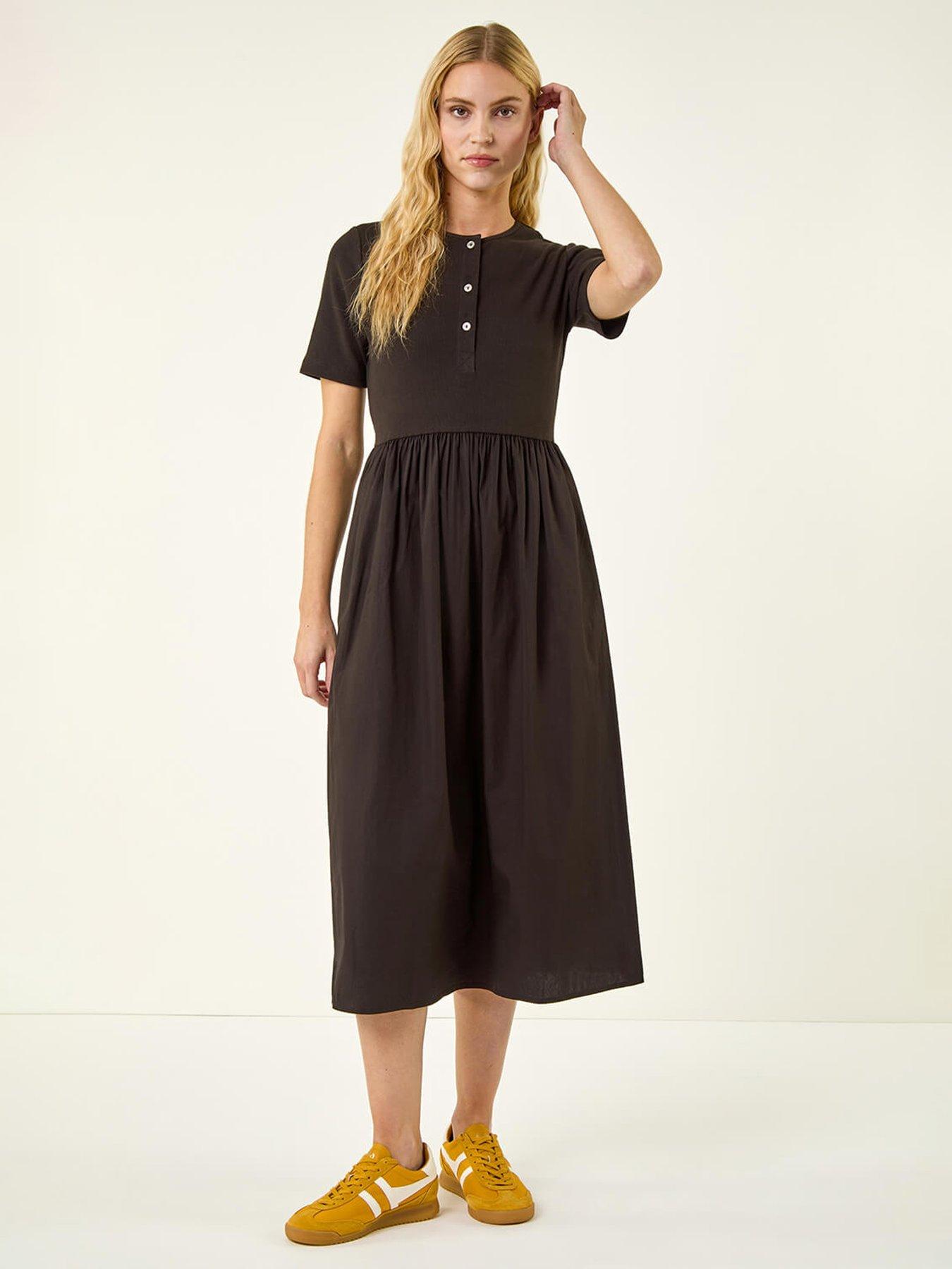 roman-buttoned-pocket-stretch-midi-dressfront