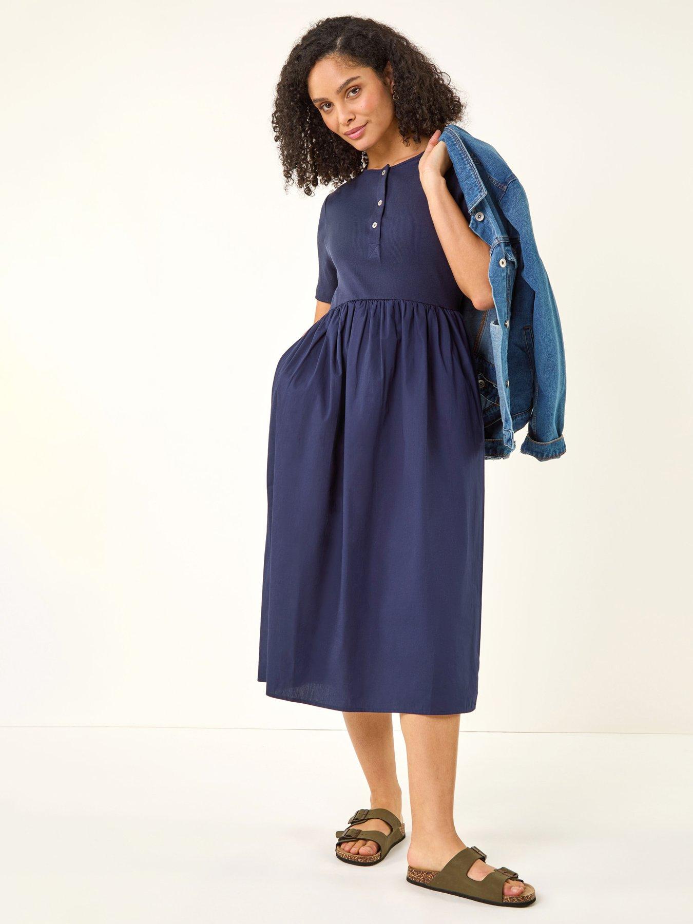 roman-buttoned-pocket-stretch-midi-dressfront