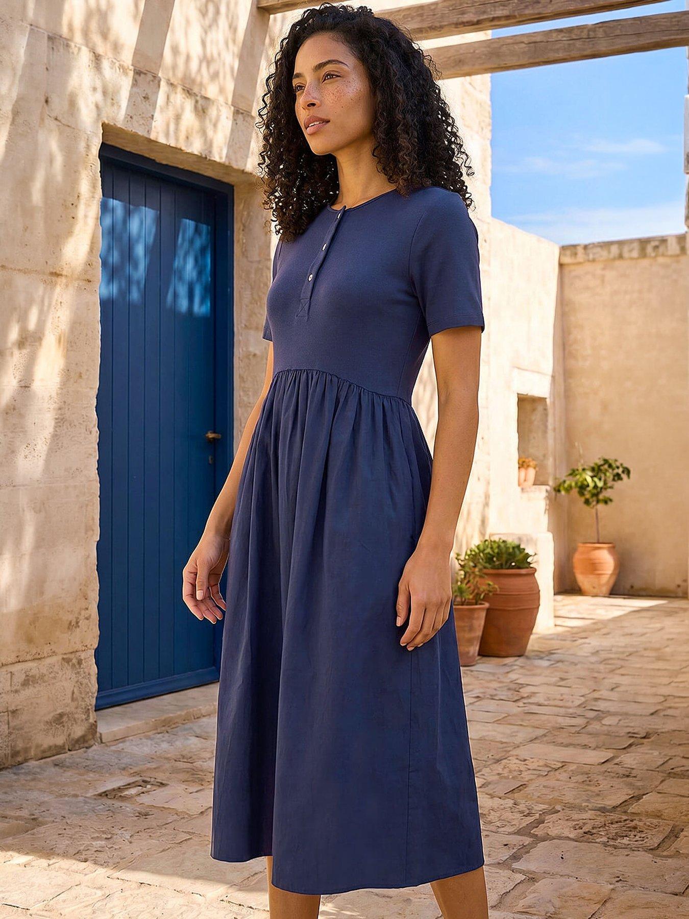 Image 4 of 7 of Roman Buttoned Pocket Stretch Midi Dress
