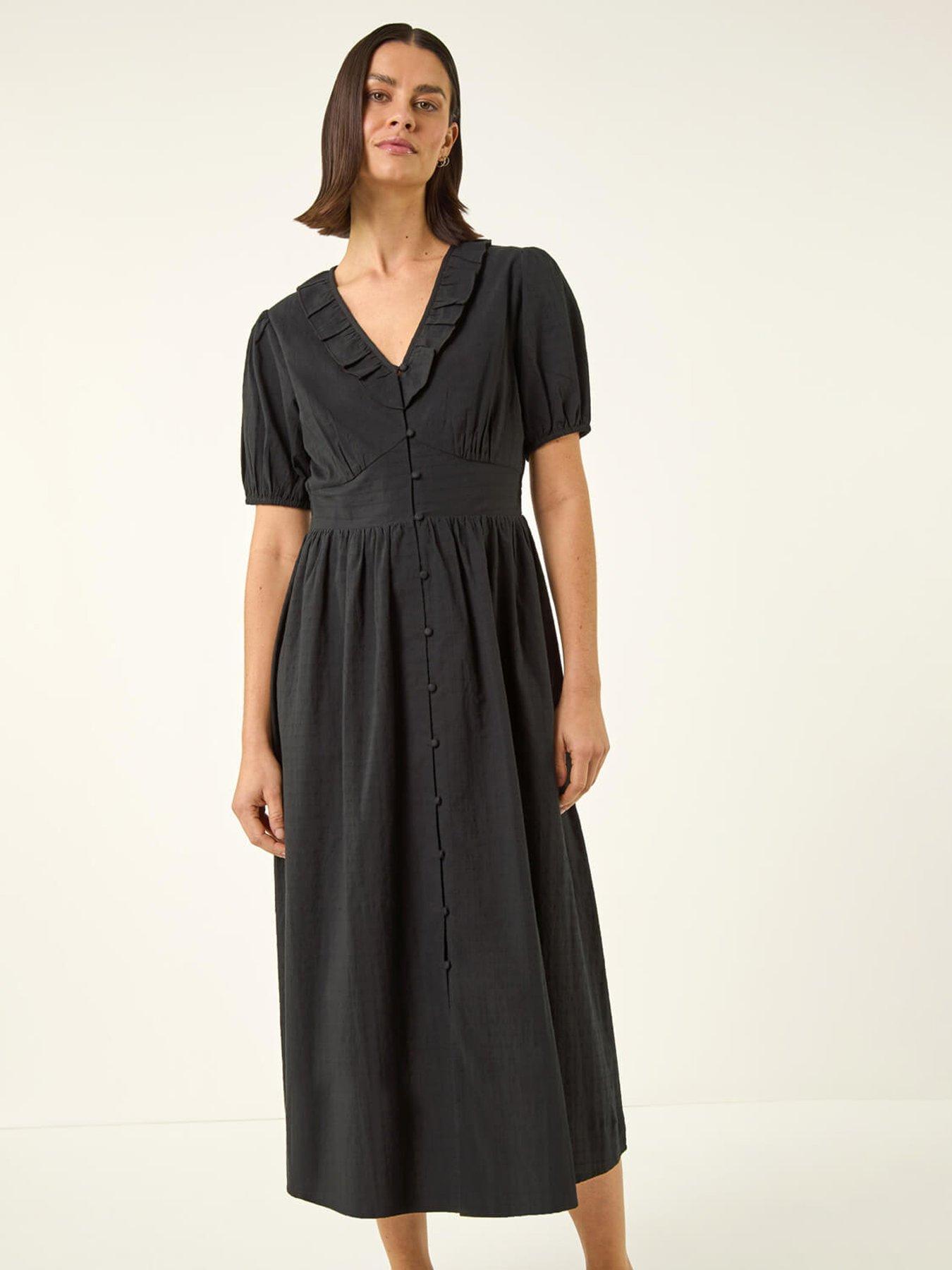 Roman Textured Frill Midi Dress